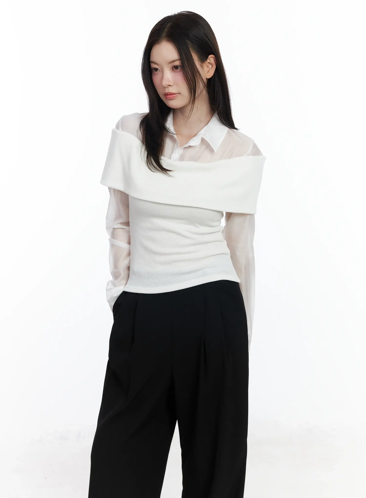 Off-Shoulder Knit Top IF520 - Image 11