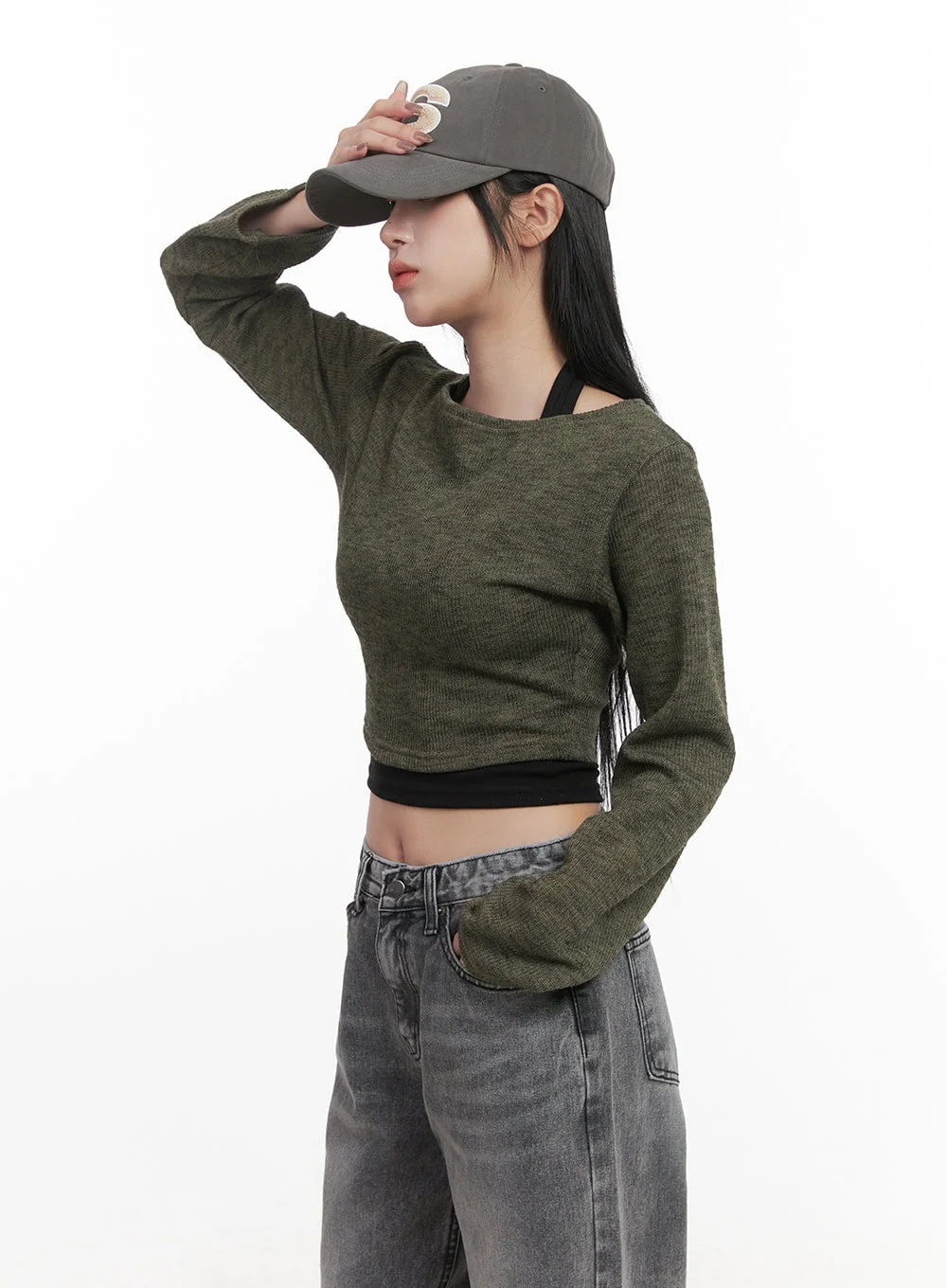 Off-Shoulder Long Sleeve Crop Top CJ517 - Image 5