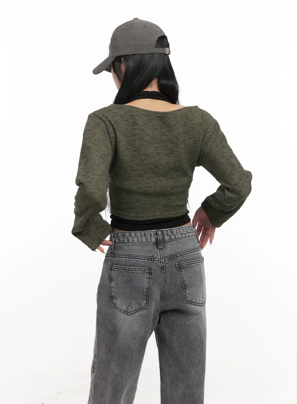 Off-Shoulder Long Sleeve Crop Top CJ517 - Image 6