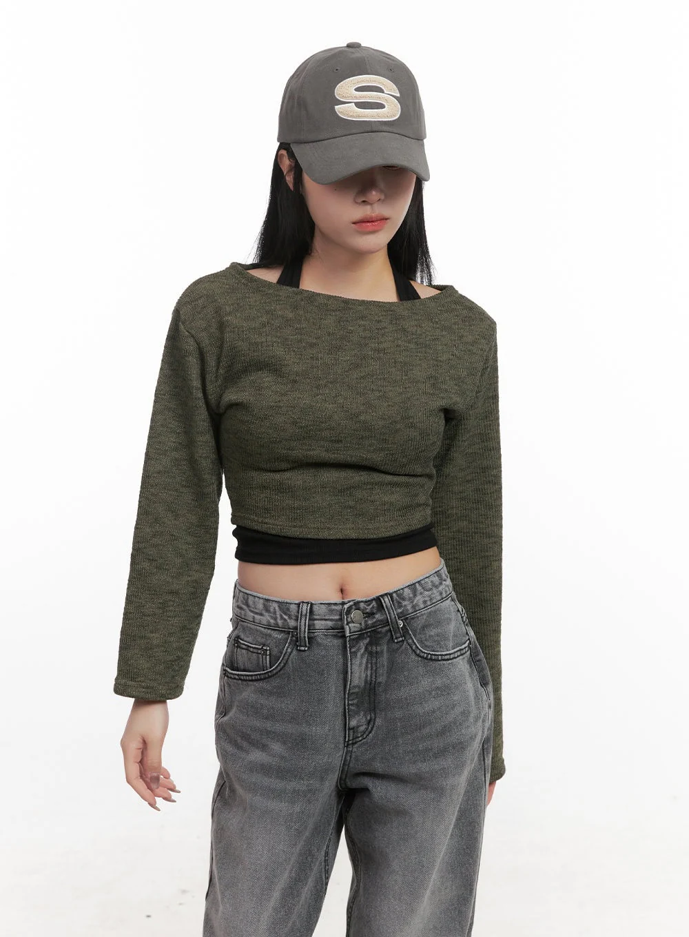 Off-Shoulder Long Sleeve Crop Top CJ517 - Image 7