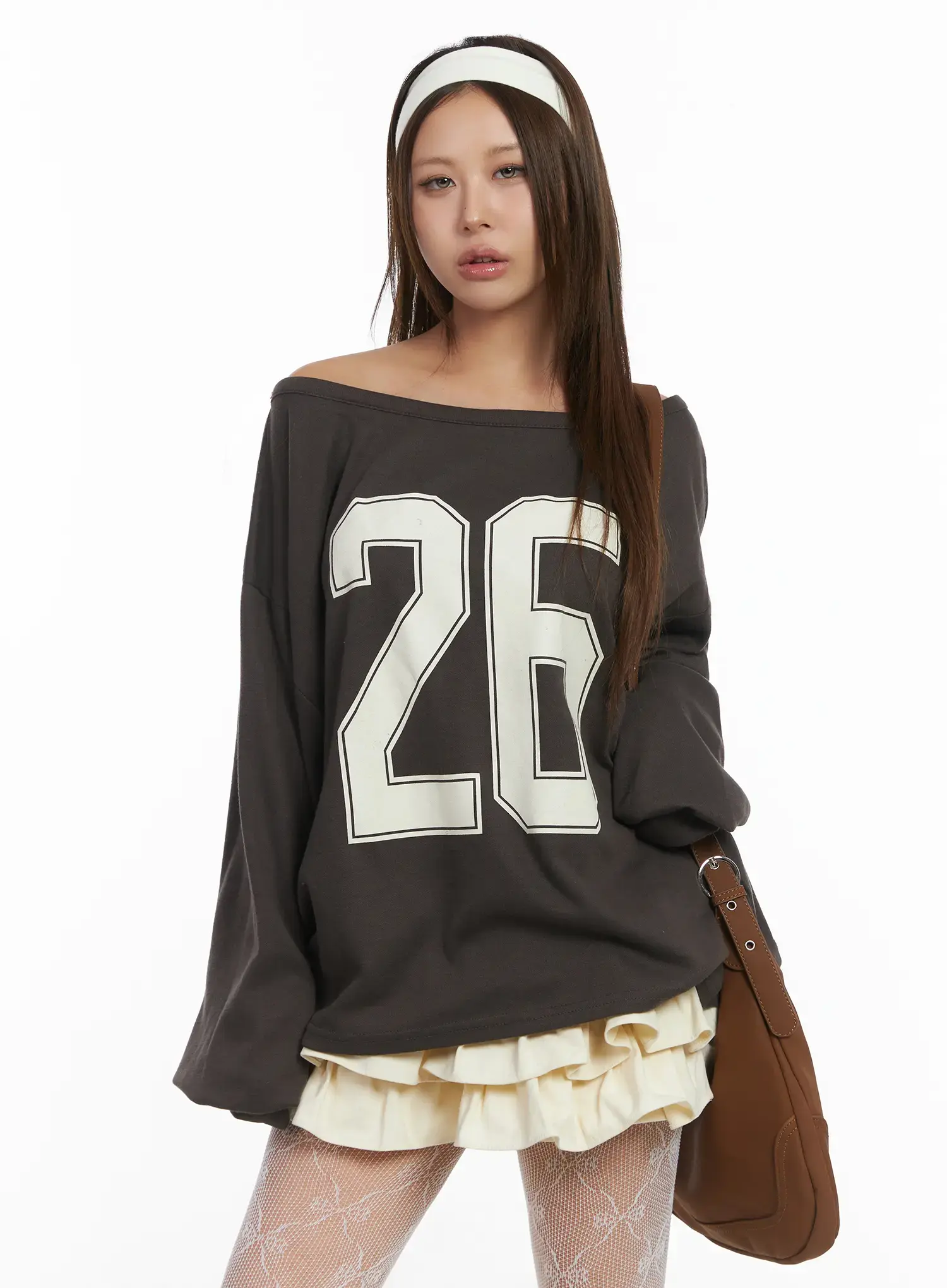Off-Shoulder Loose Fit Sweatshirt CJ513