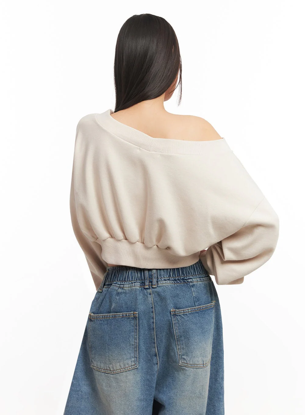Off-Shoulder Loose-Fit Sweatshirt IA507 - Image 7