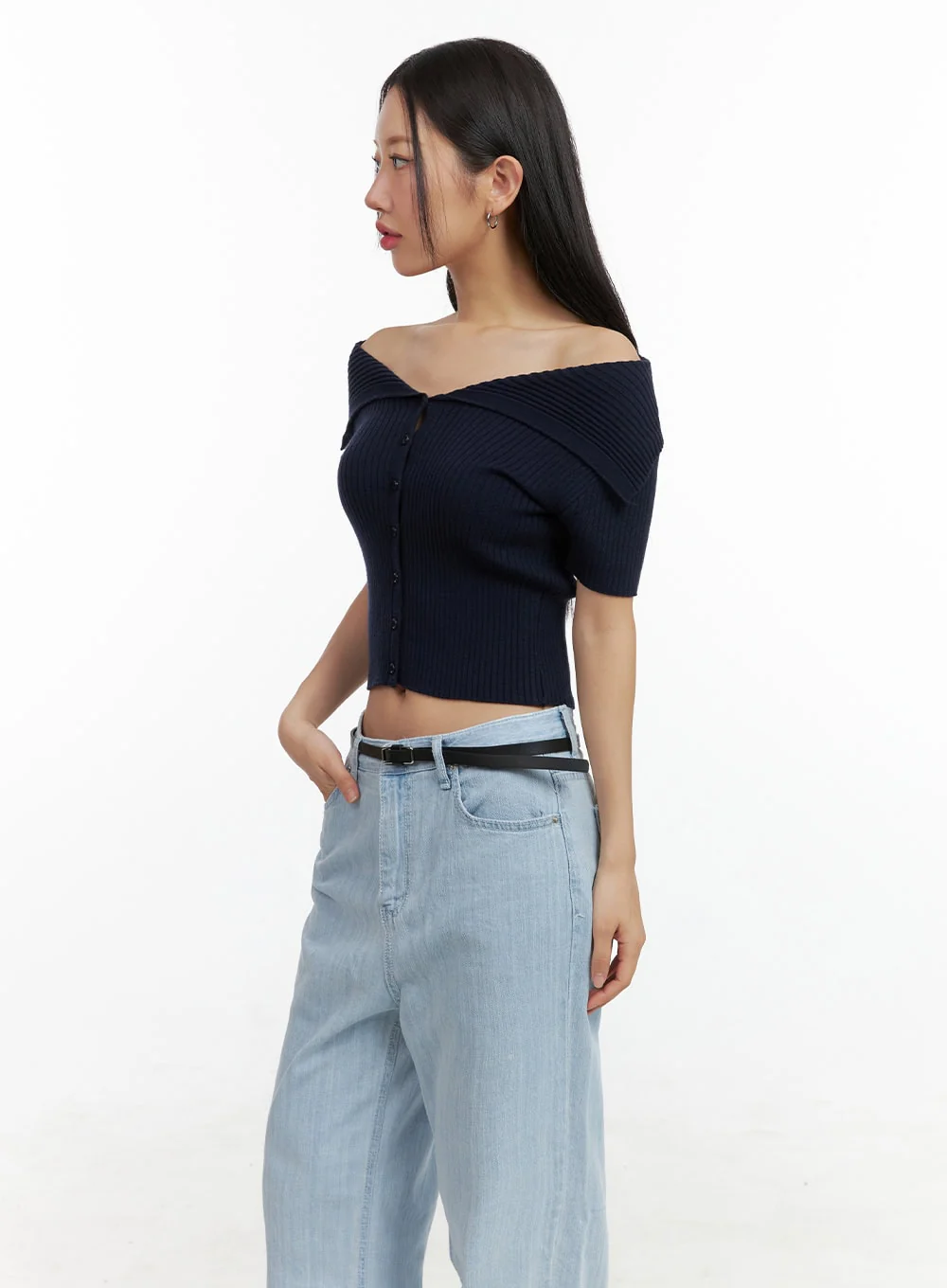 Off-Shoulder Ribbed Top OU407 - Image 5