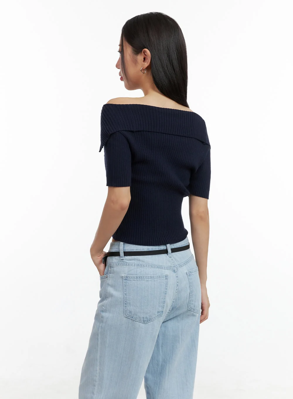 Off-Shoulder Ribbed Top OU407 - Image 6