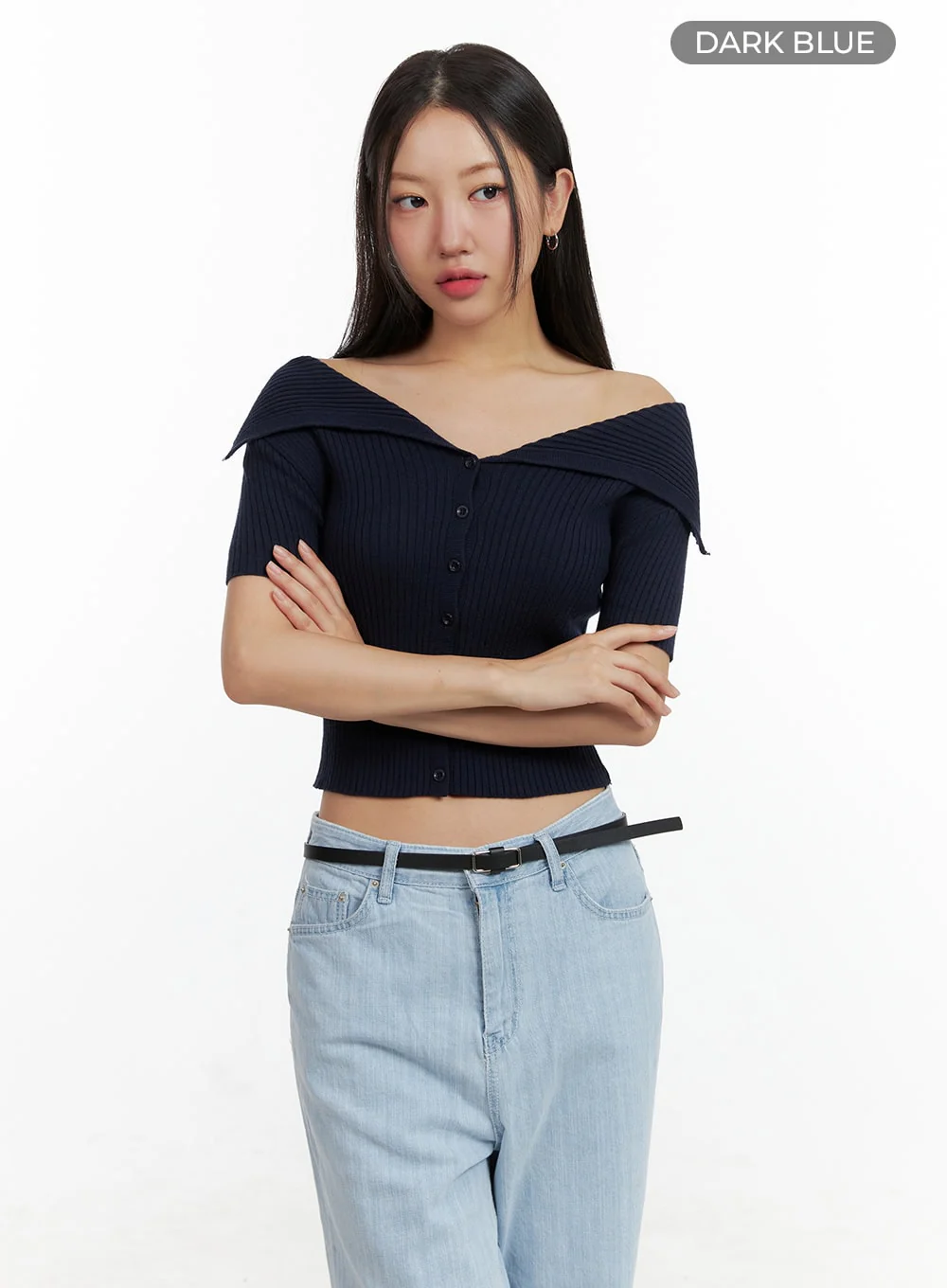 Off-Shoulder Ribbed Top OU407 - Image 7