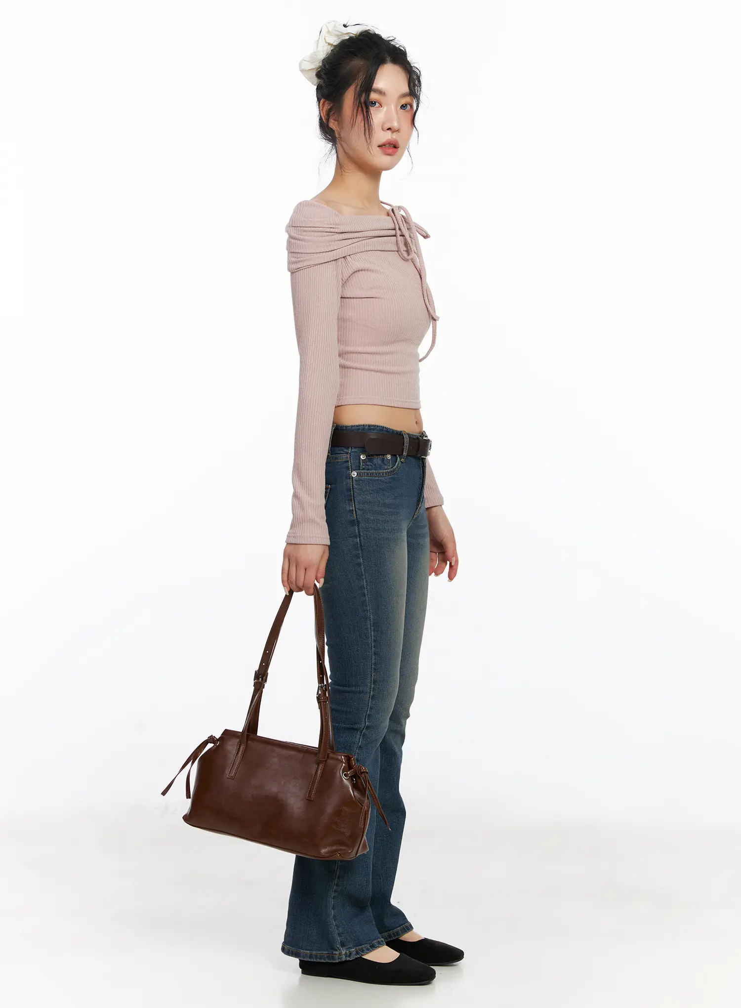 Off-Shoulder Ribbon Crop Top CJ523 - Image 7