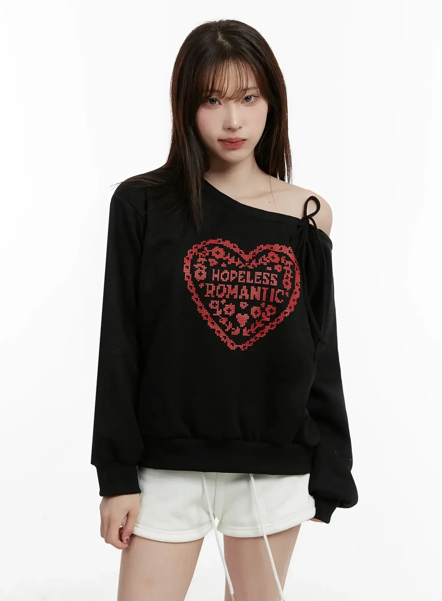 Off-Shoulder Ribbon Sweatshirt IJ521 - Image 14