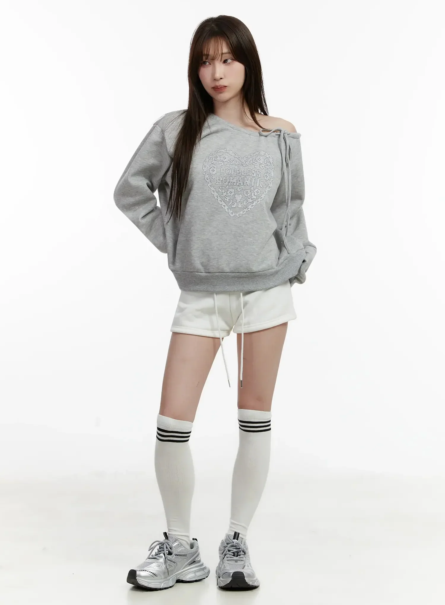 Off-Shoulder Ribbon Sweatshirt IJ521 - Image 4