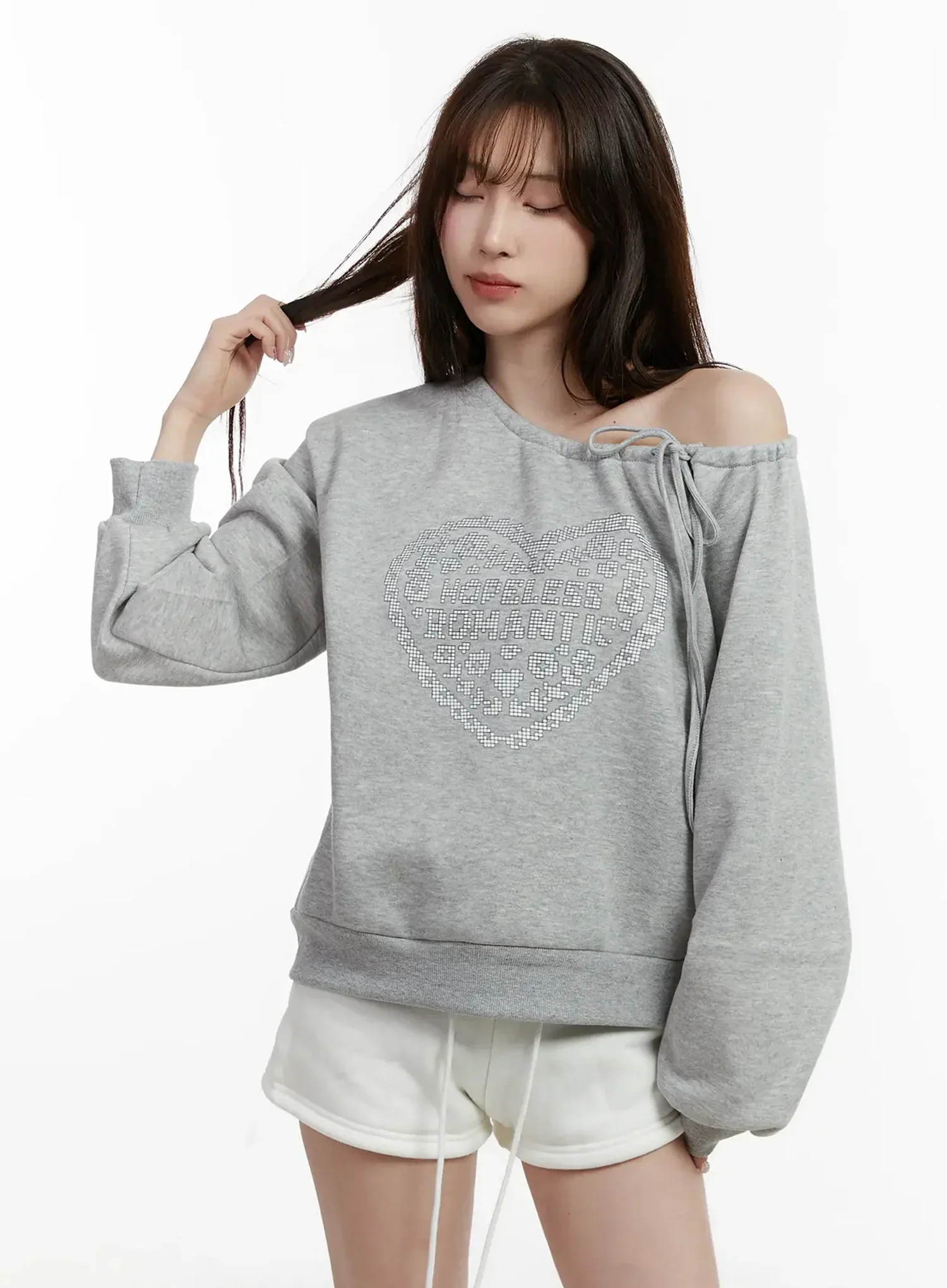 Off-Shoulder Ribbon Sweatshirt IJ521 - Image 7