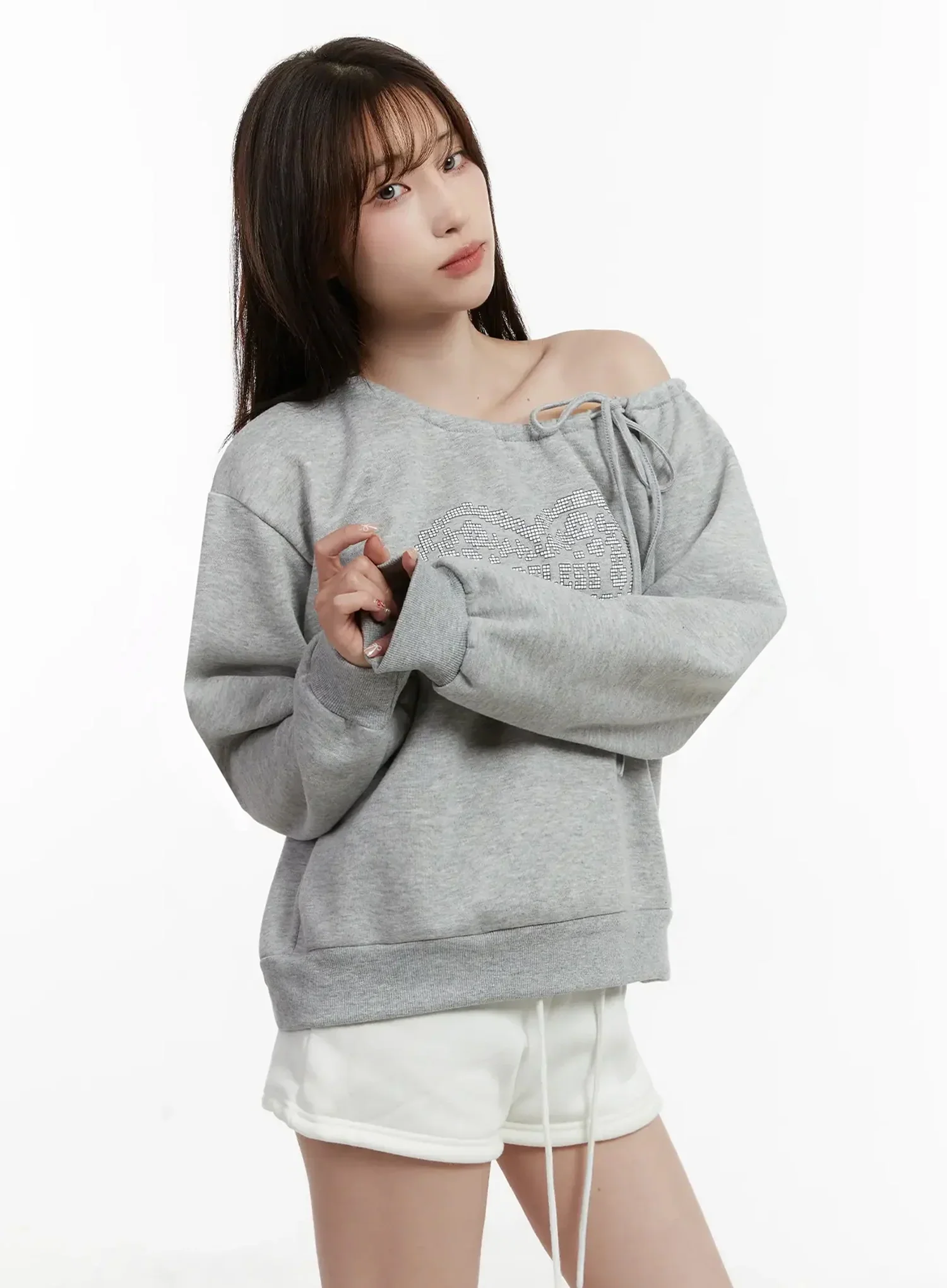Off-Shoulder Ribbon Sweatshirt IJ521 - Image 8