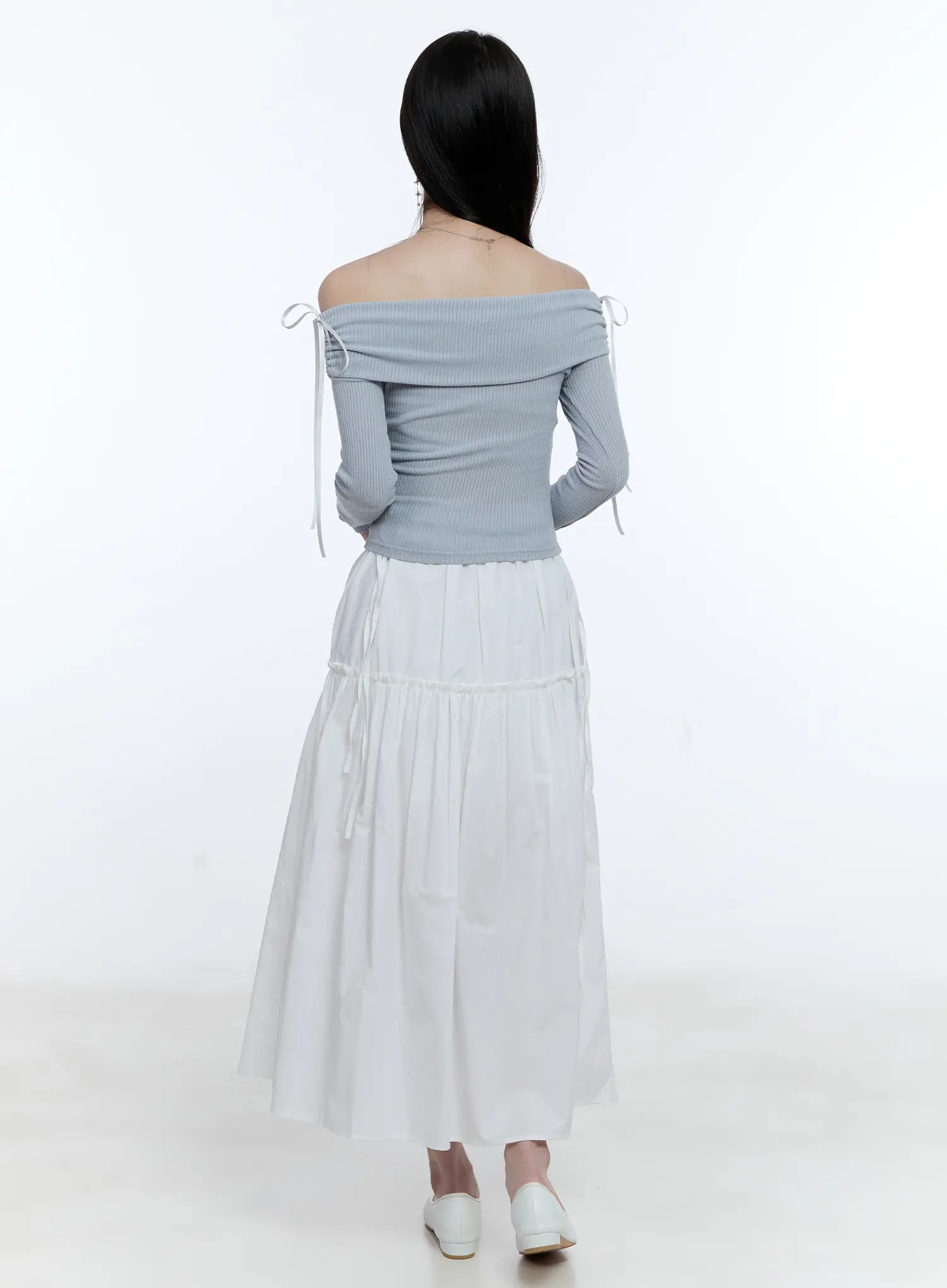 Off-Shoulder Ruched Knit Top CG512 - Image 6