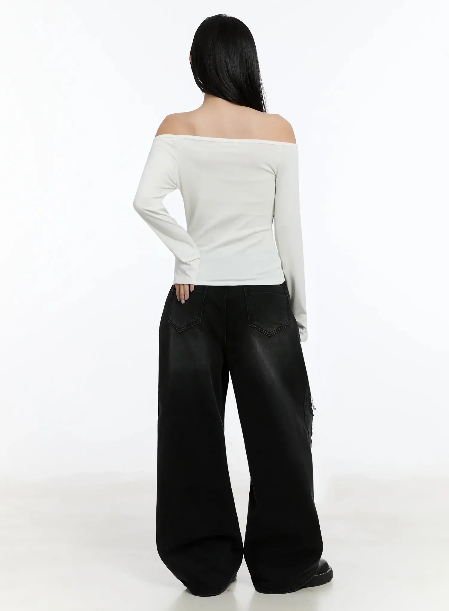 Off-Shoulder Ruched Long Sleeve Top IM513 - Image 11