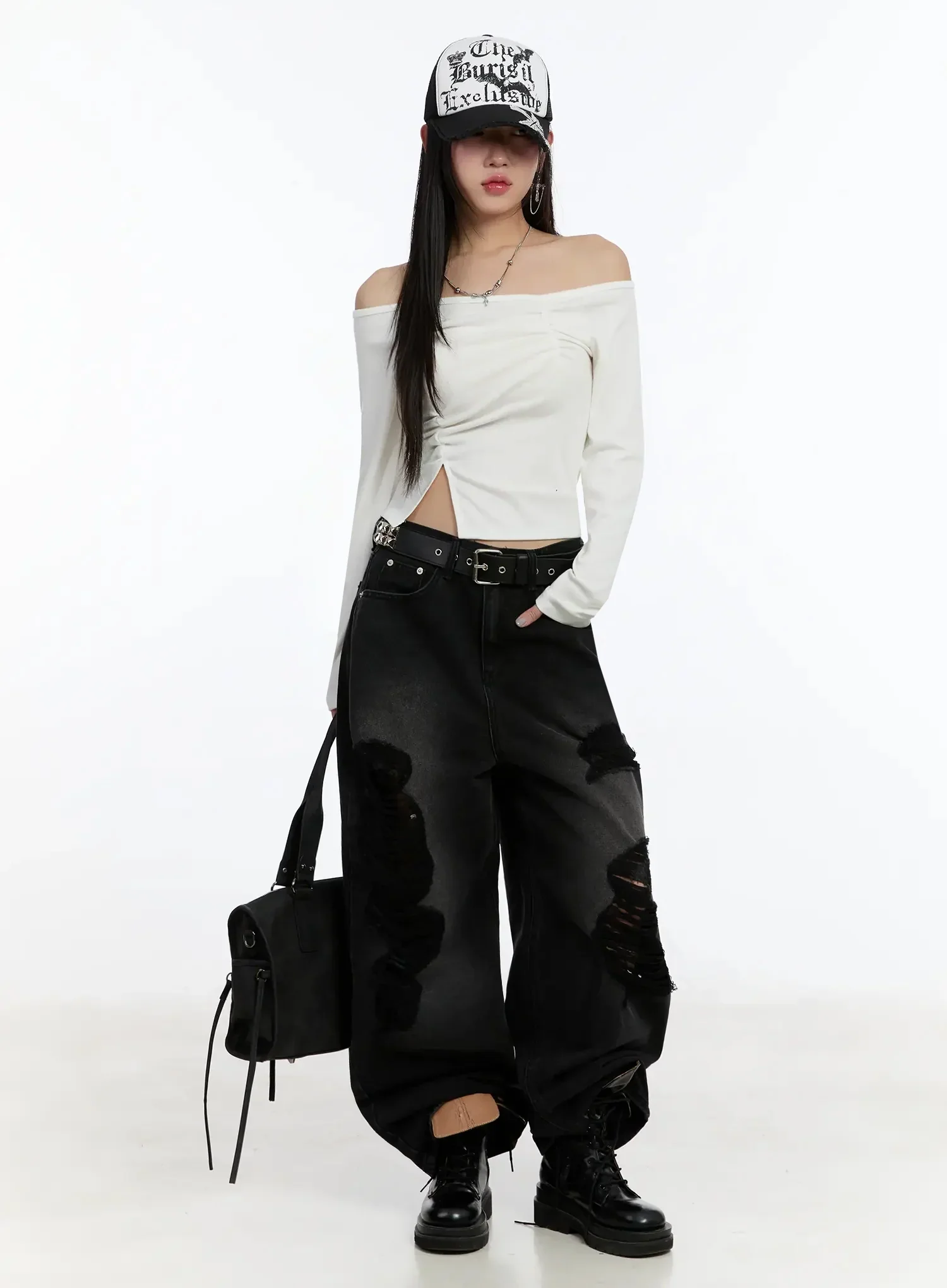 Off-Shoulder Ruched Long Sleeve Top IM513 - Image 12