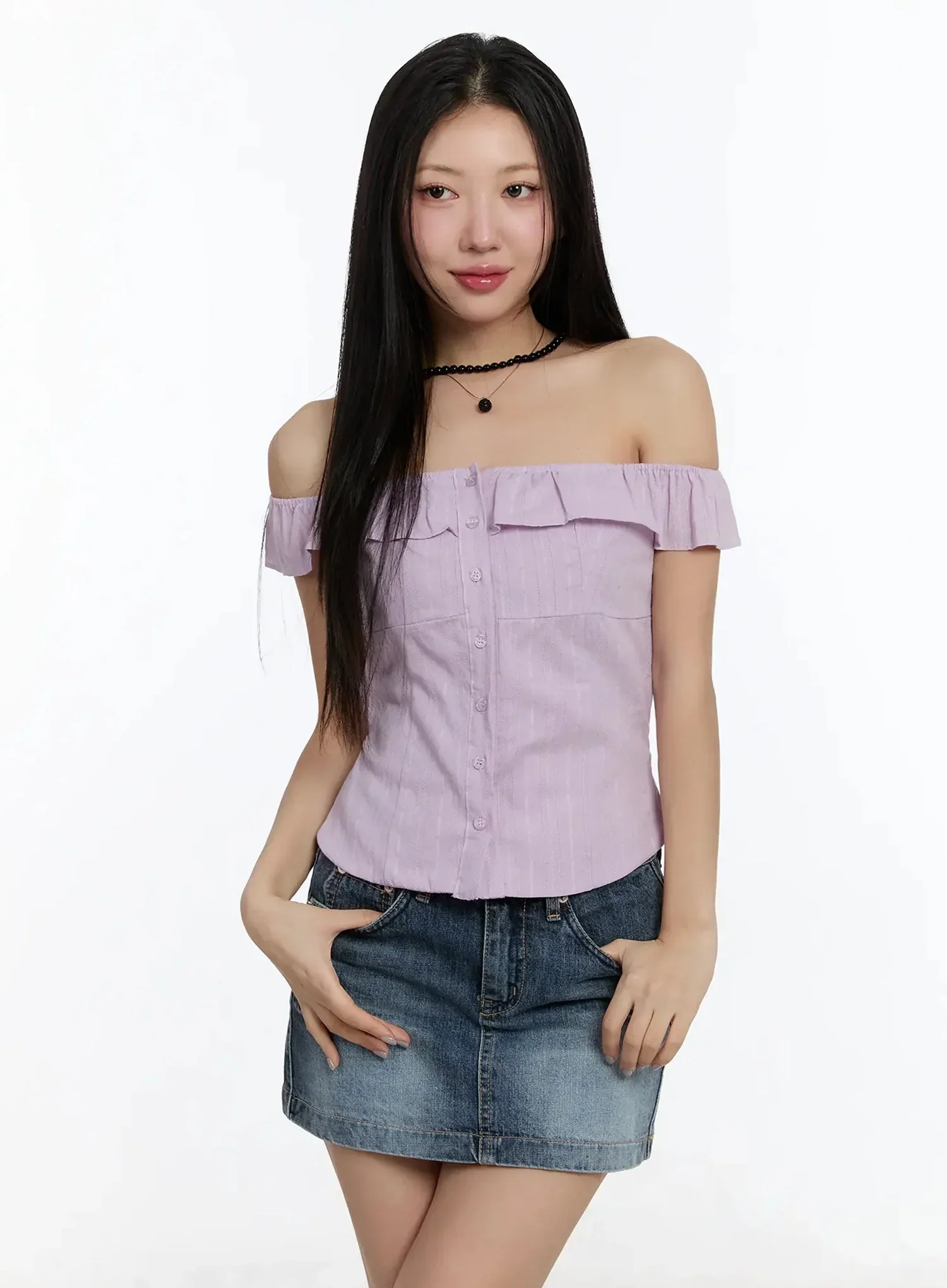 Off-Shoulder Ruffle Blouse IM509 - Image 2