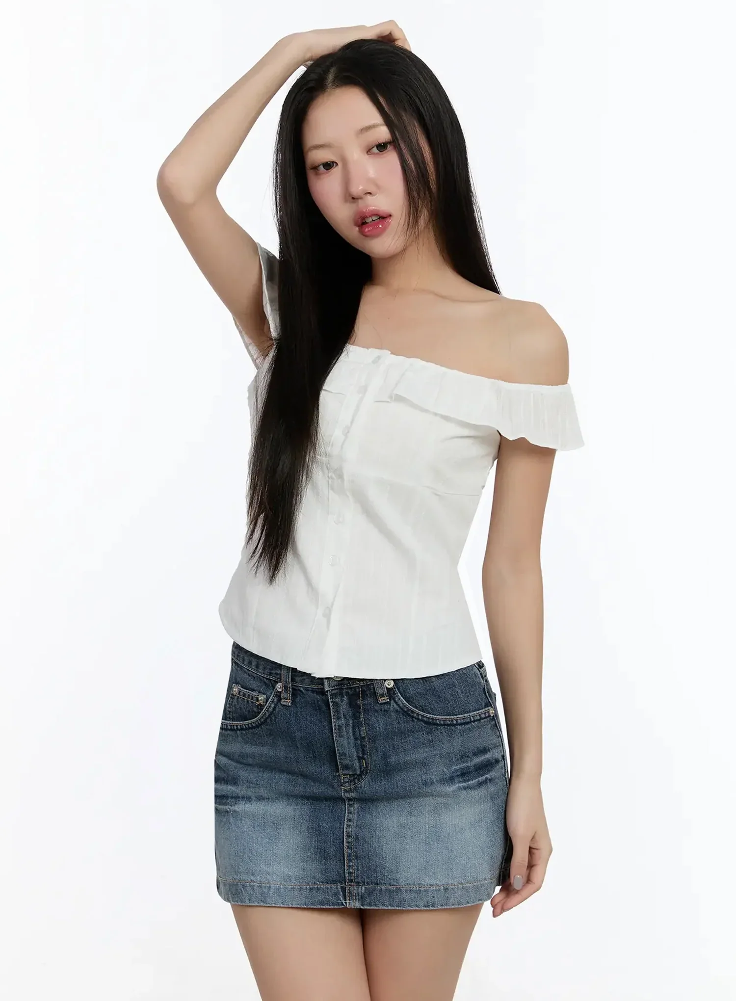 Off-Shoulder Ruffle Blouse IM509 - Image 3