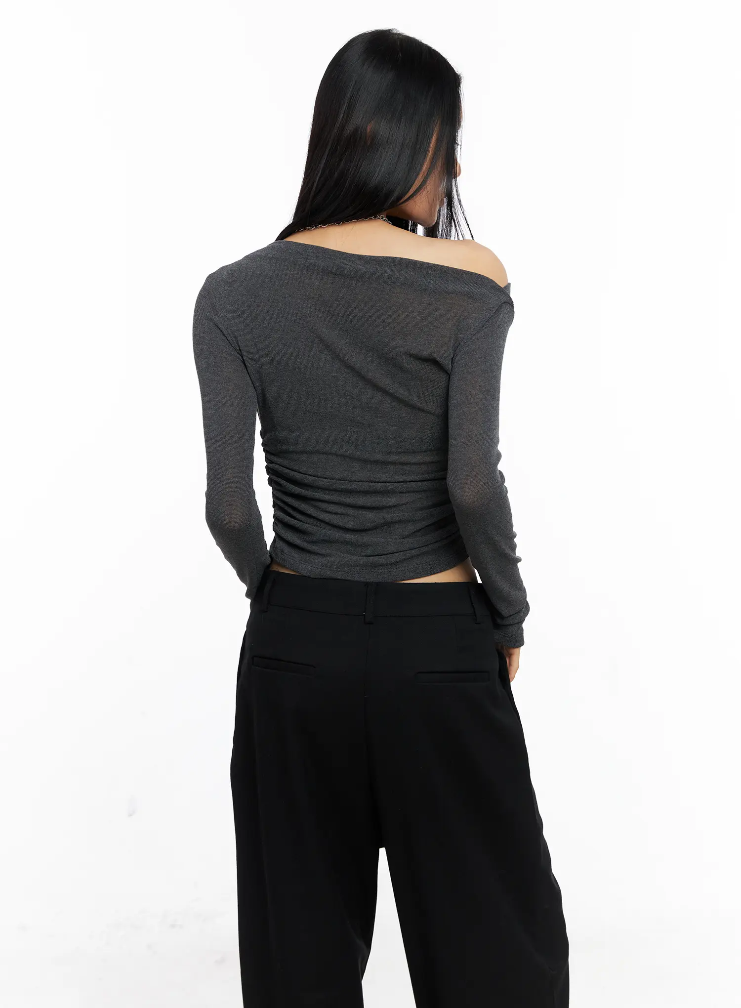 Off-Shoulder Shirred Knit Top CO529 - Image 7