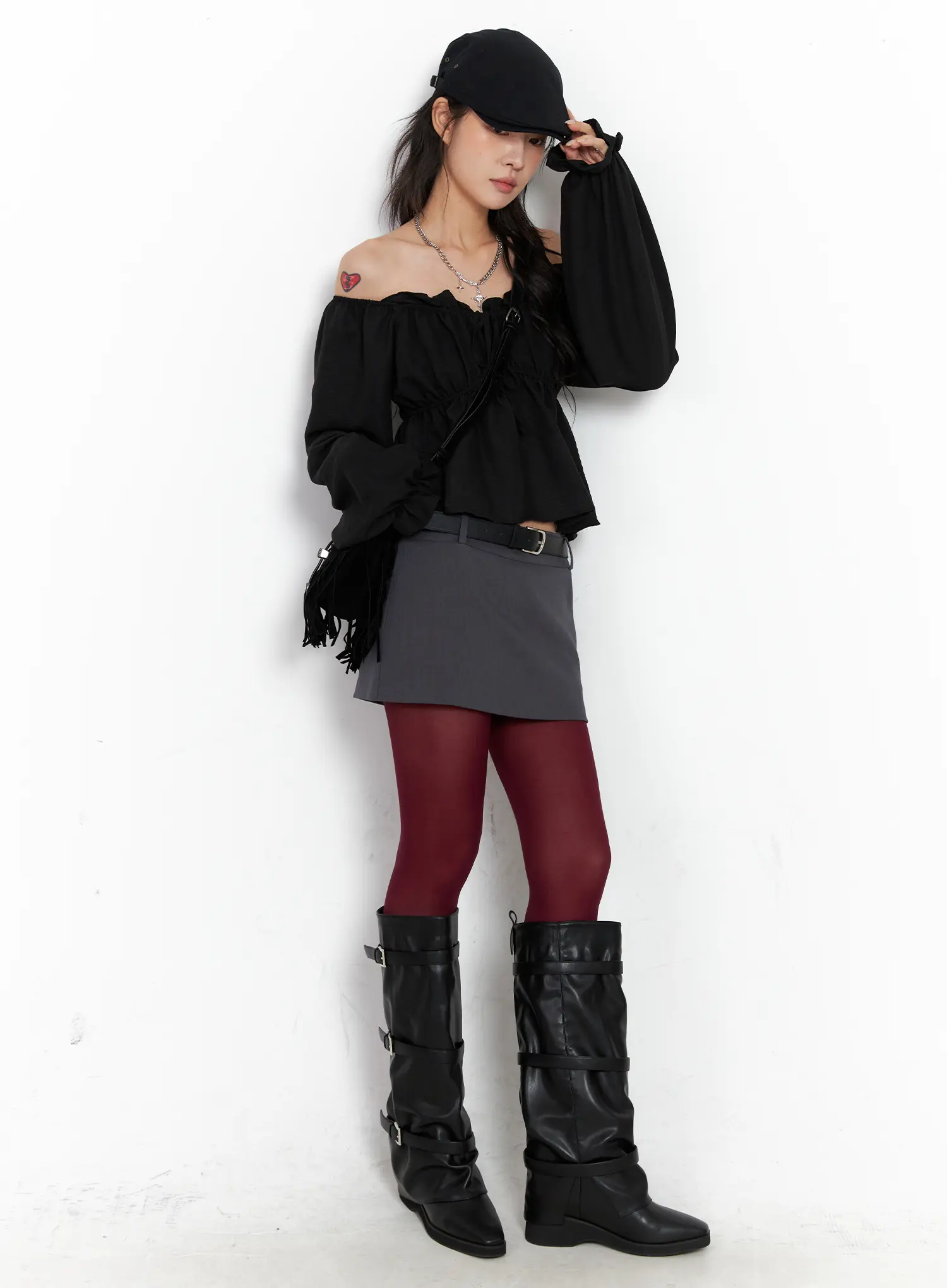 Off-Shoulder Shirred Ribbon Blouse CO508 - Image 3