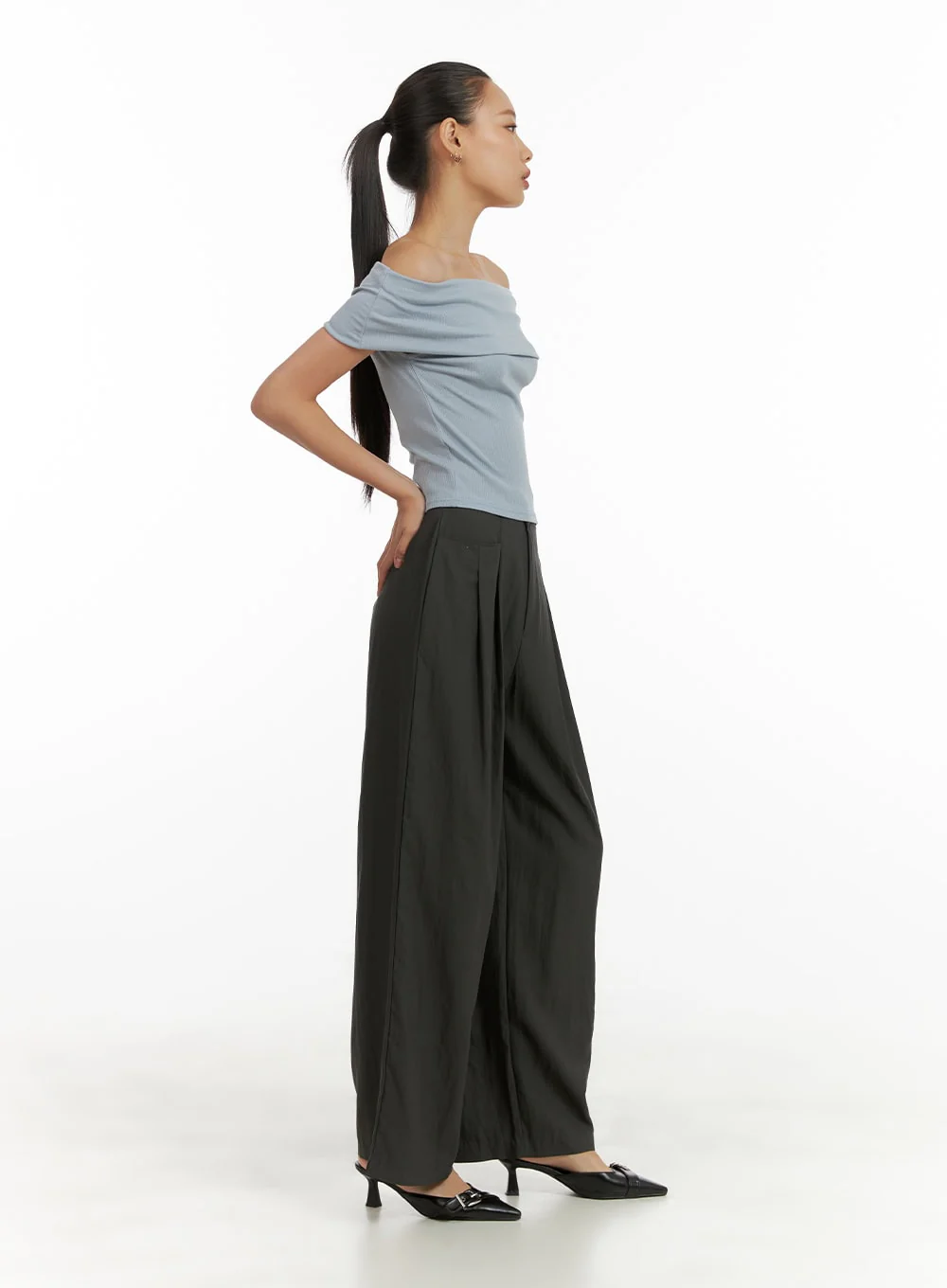 Off-Shoulder Solid Top CU414 - Image 3