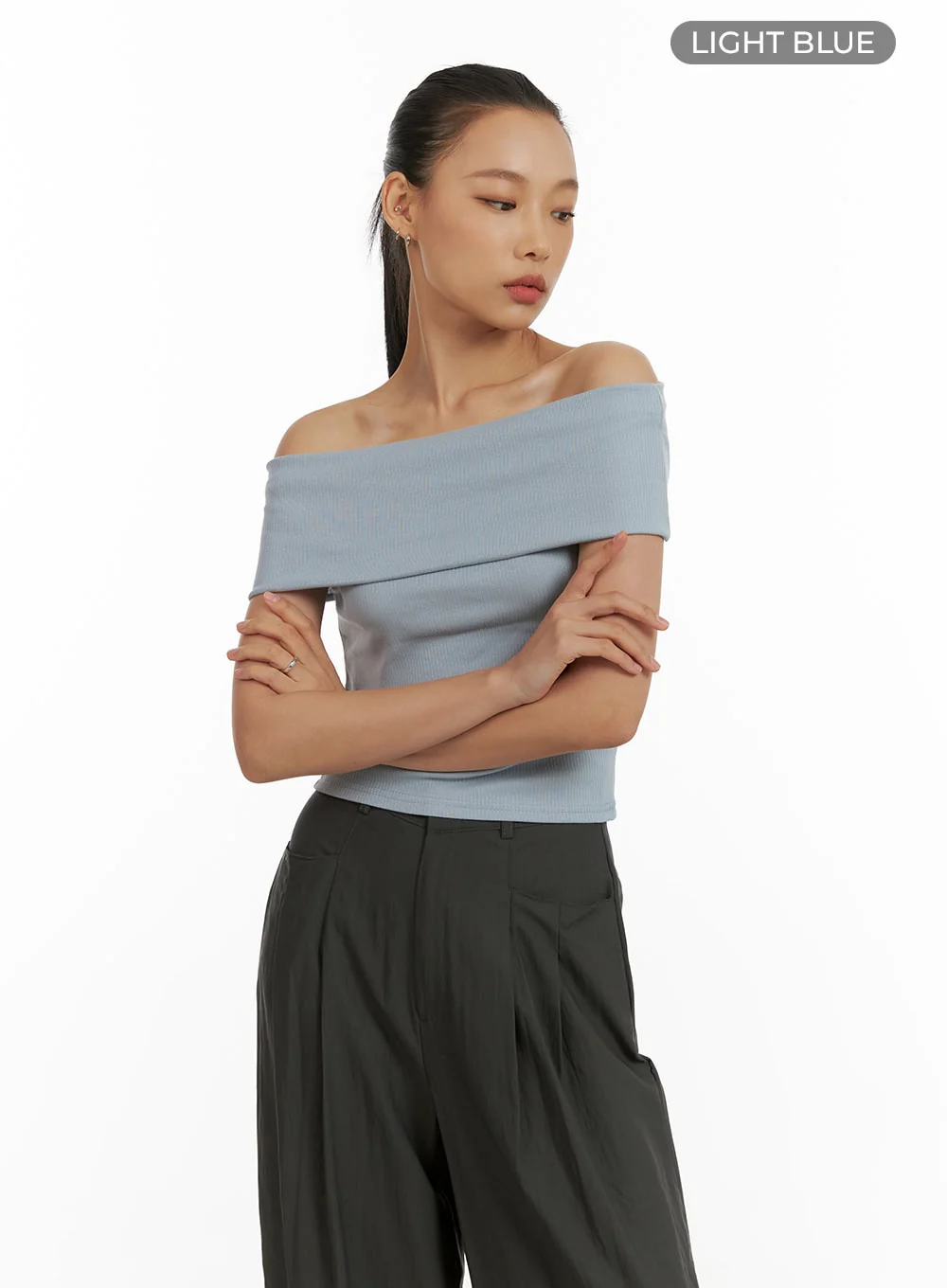 Off-Shoulder Solid Top CU414 - Image 6
