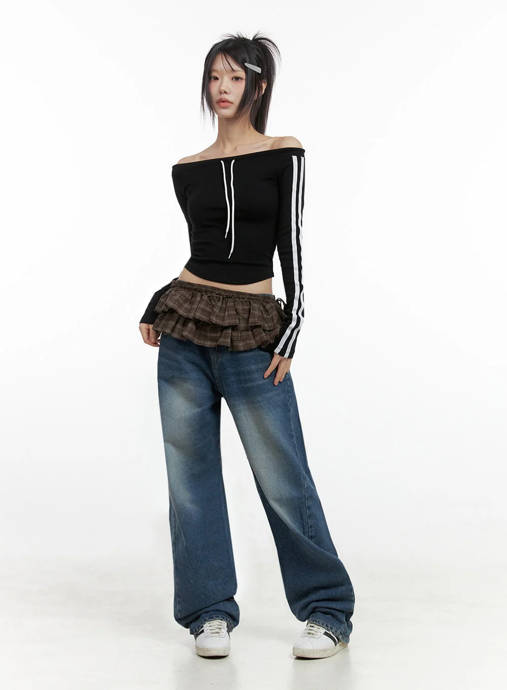Off-Shoulder String Crop Top IO430 - Image 2