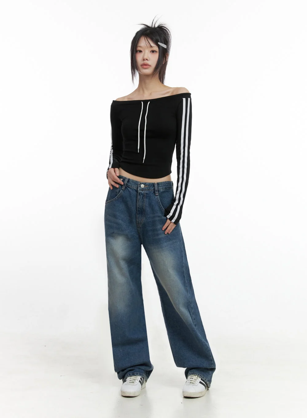 Off-Shoulder String Crop Top IO430 - Image 6