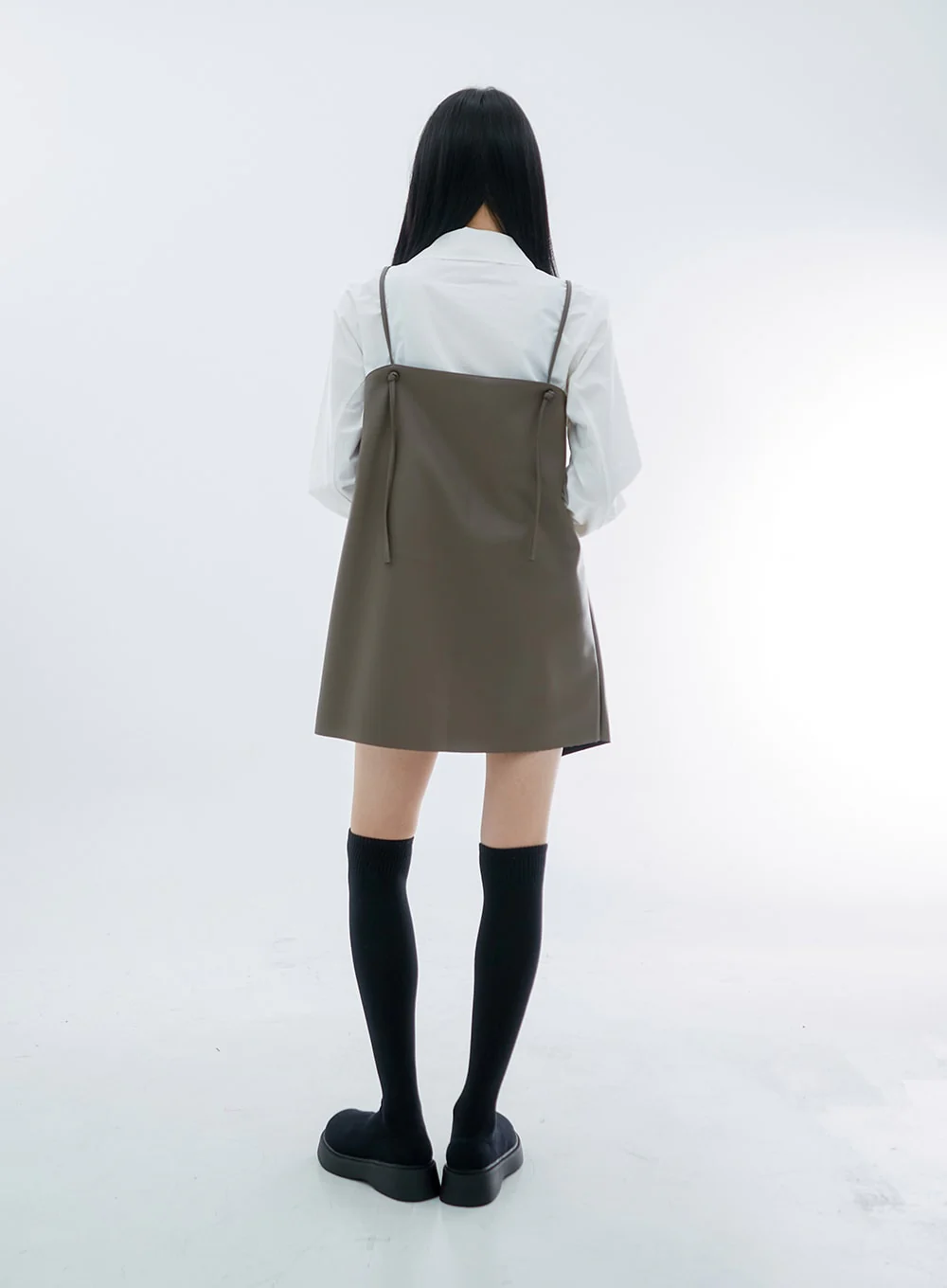 One Button Faux Leather Mini Dress OS29 - Image 7