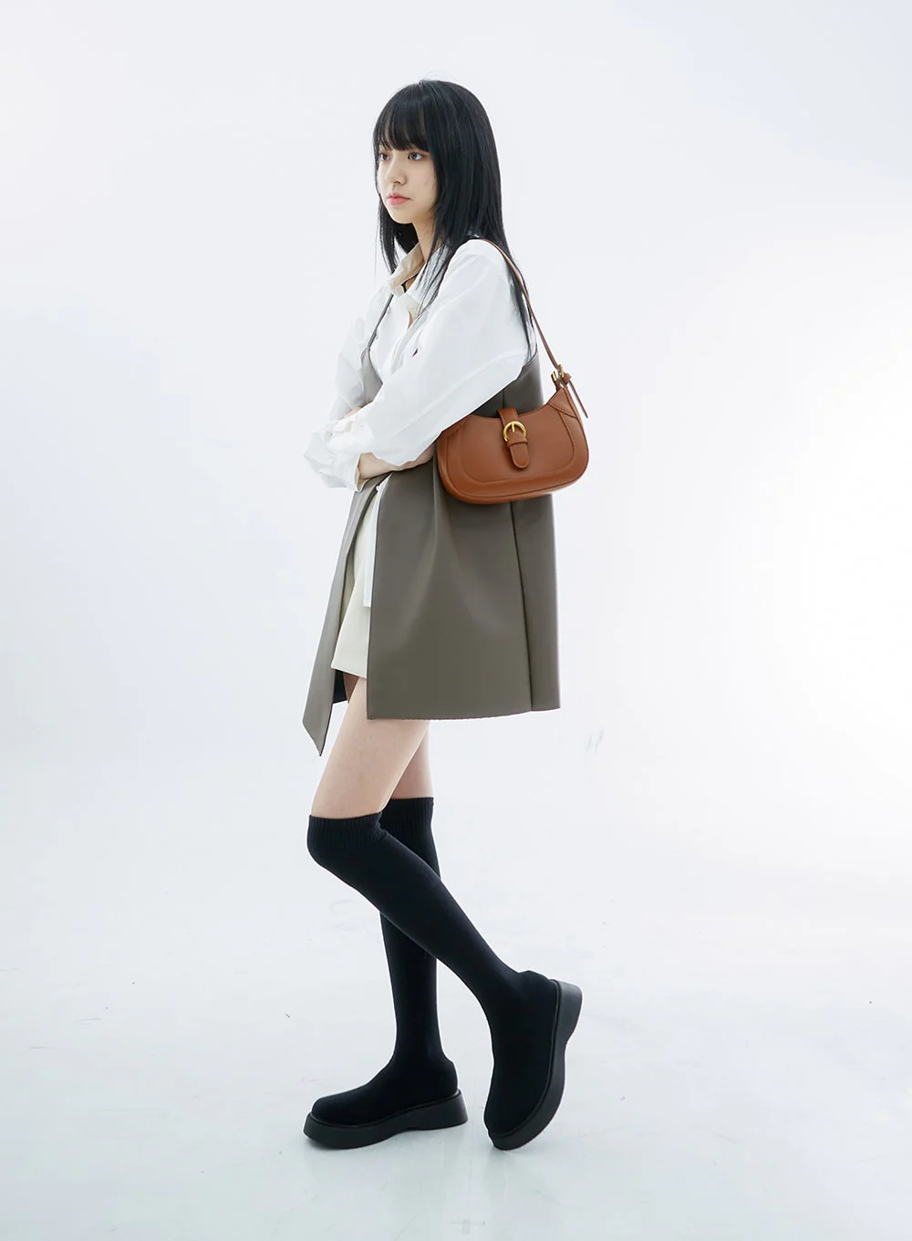 One Button Faux Leather Mini Dress OS29 - Image 8