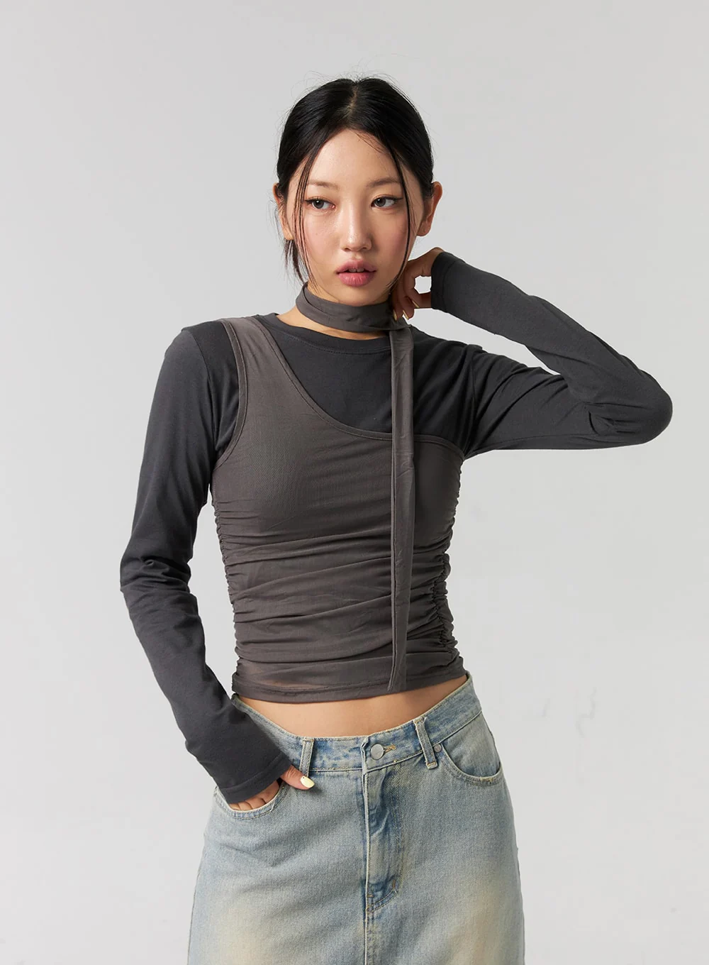 One-Shoulder Cami and Scarf Set CG327 - Image 4