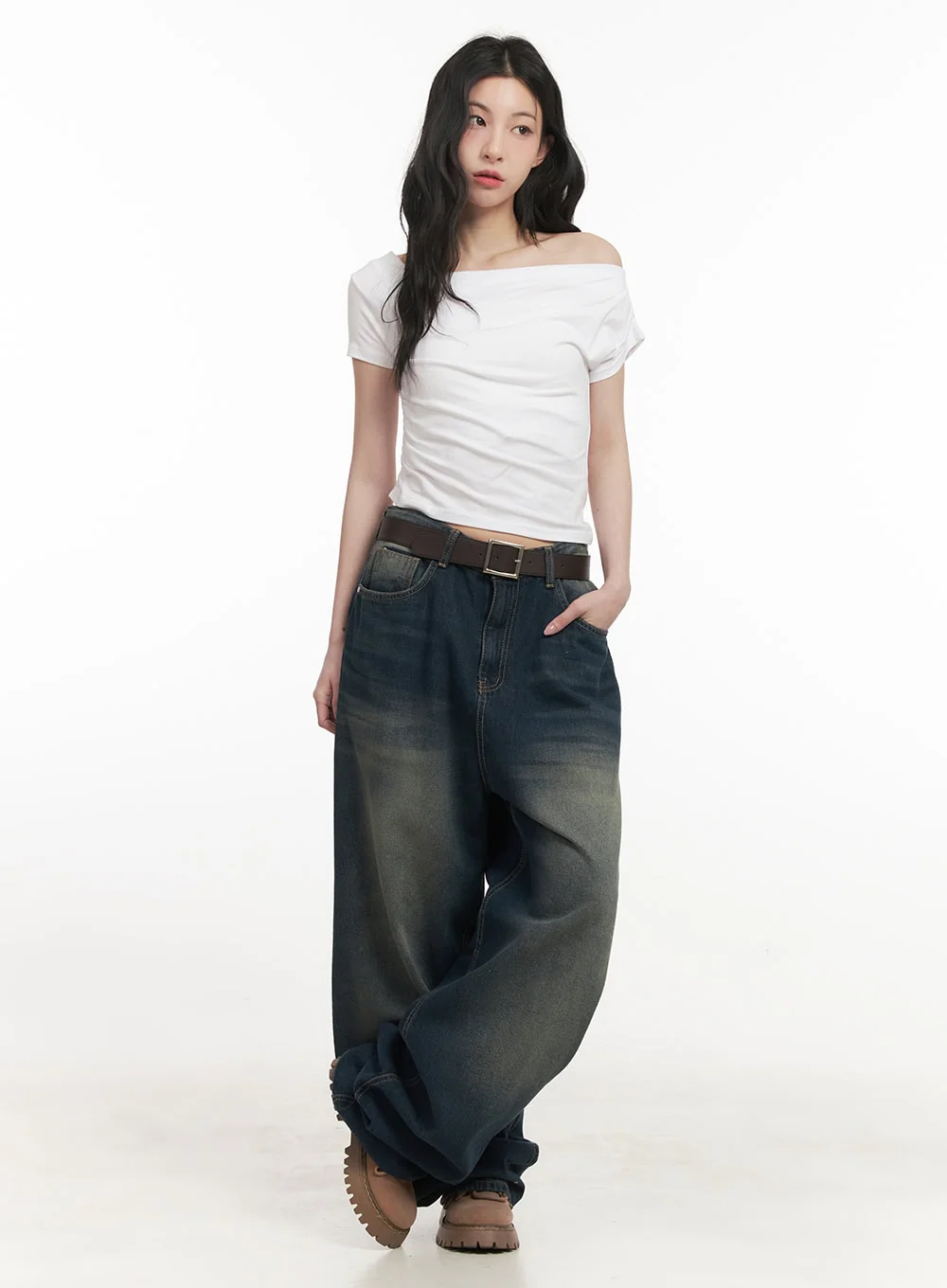 One-Shoulder Shirring Crop Top CF513 - Image 5
