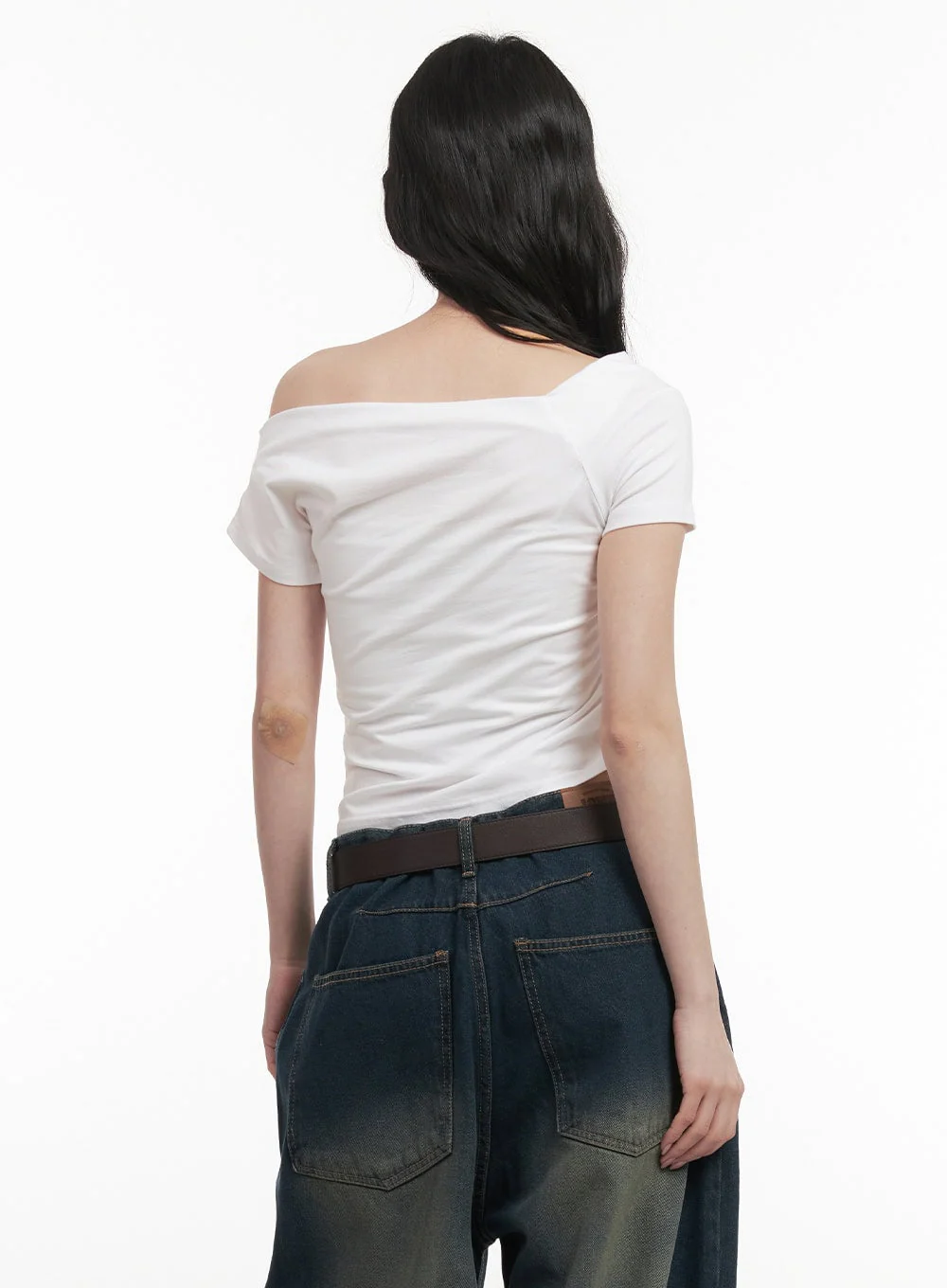 One-Shoulder Shirring Crop Top CF513 - Image 7