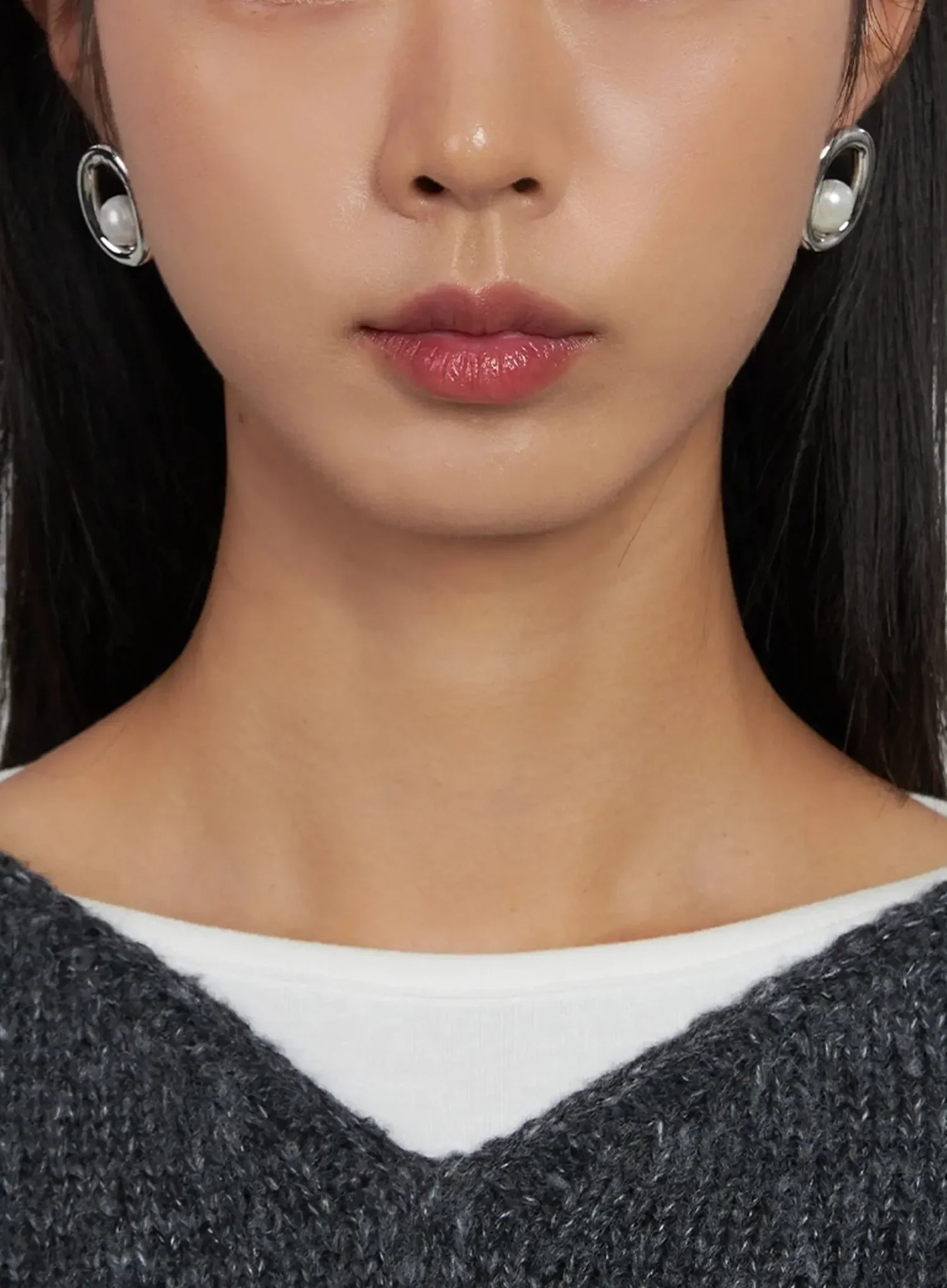 Oval Pearl Earrings IJ508 - Image 3