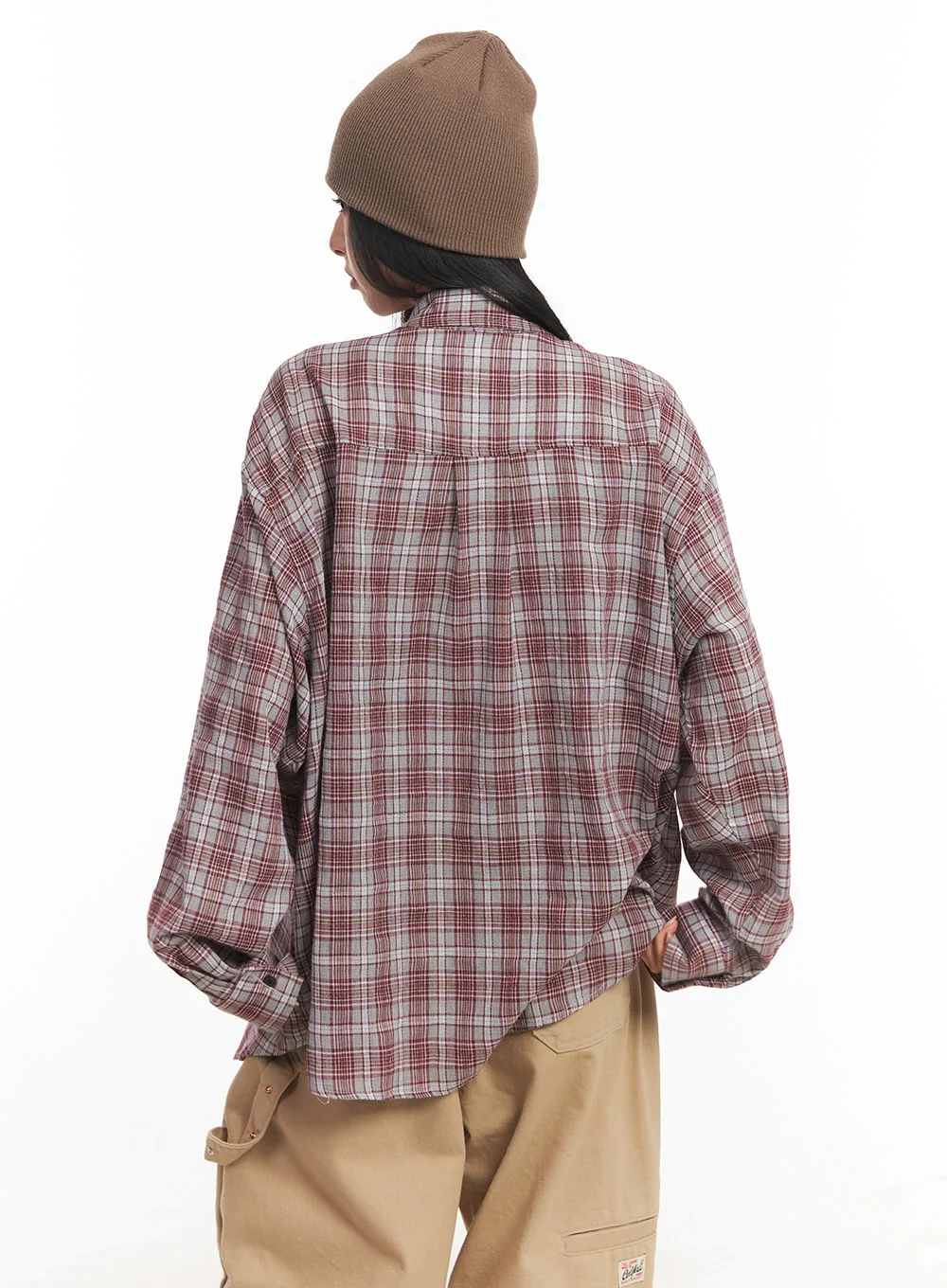 Oversize Checkered Collared Shirt CA504 - Image 8