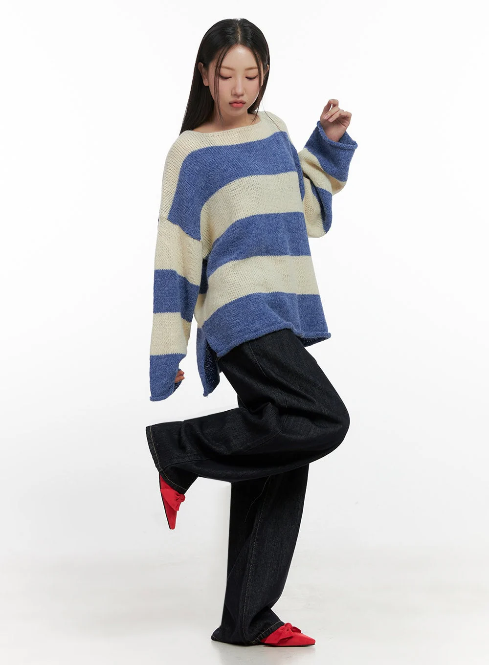 Oversize Stripe Wool Sweater IN415 - Image 12