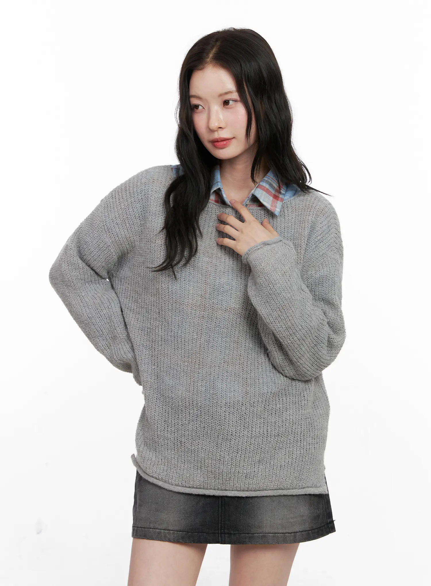 Oversized Boat Neck Knit Sweater CN504 - Image 2