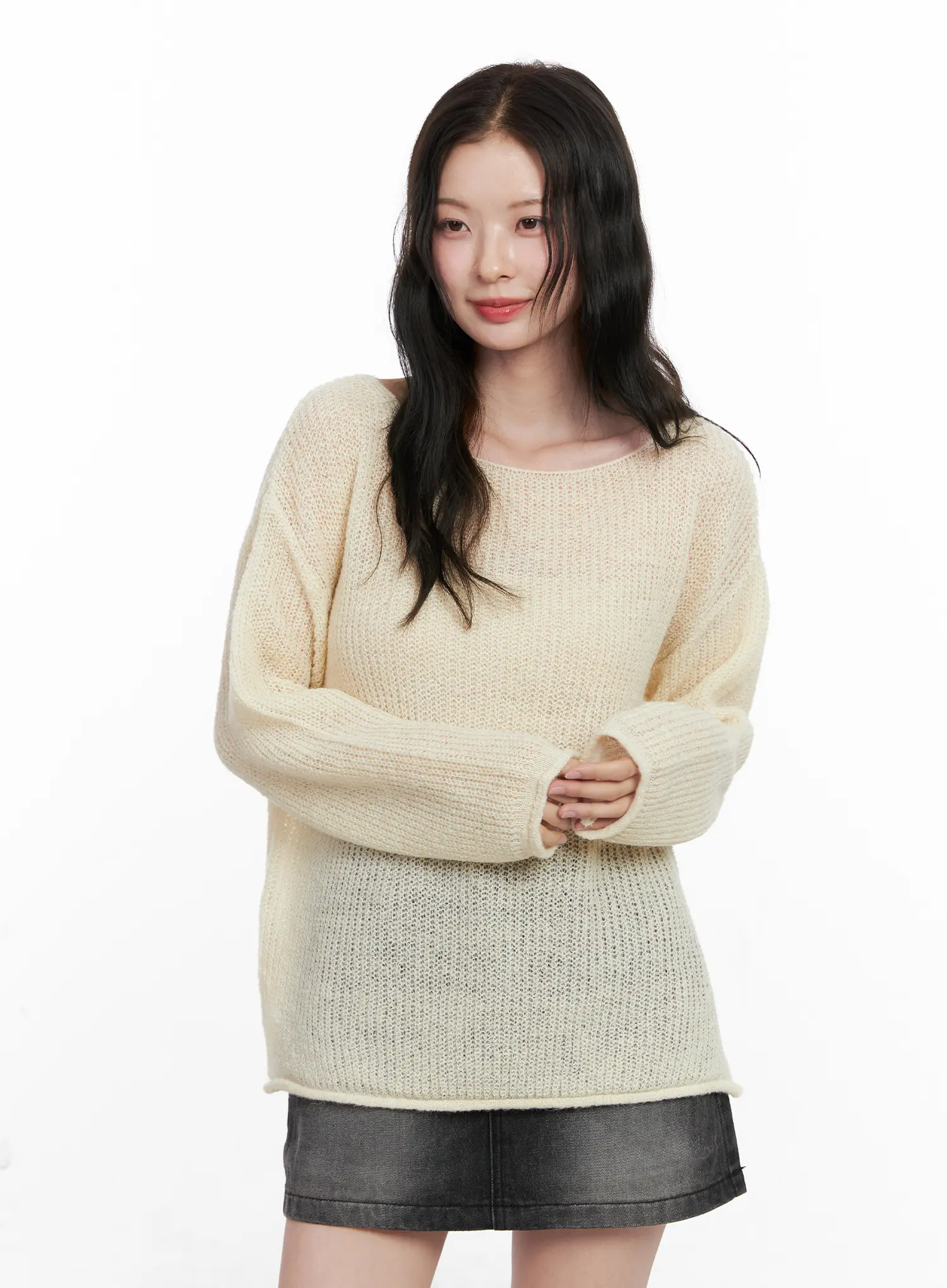 Oversized Boat Neck Knit Sweater CN504 - Image 8