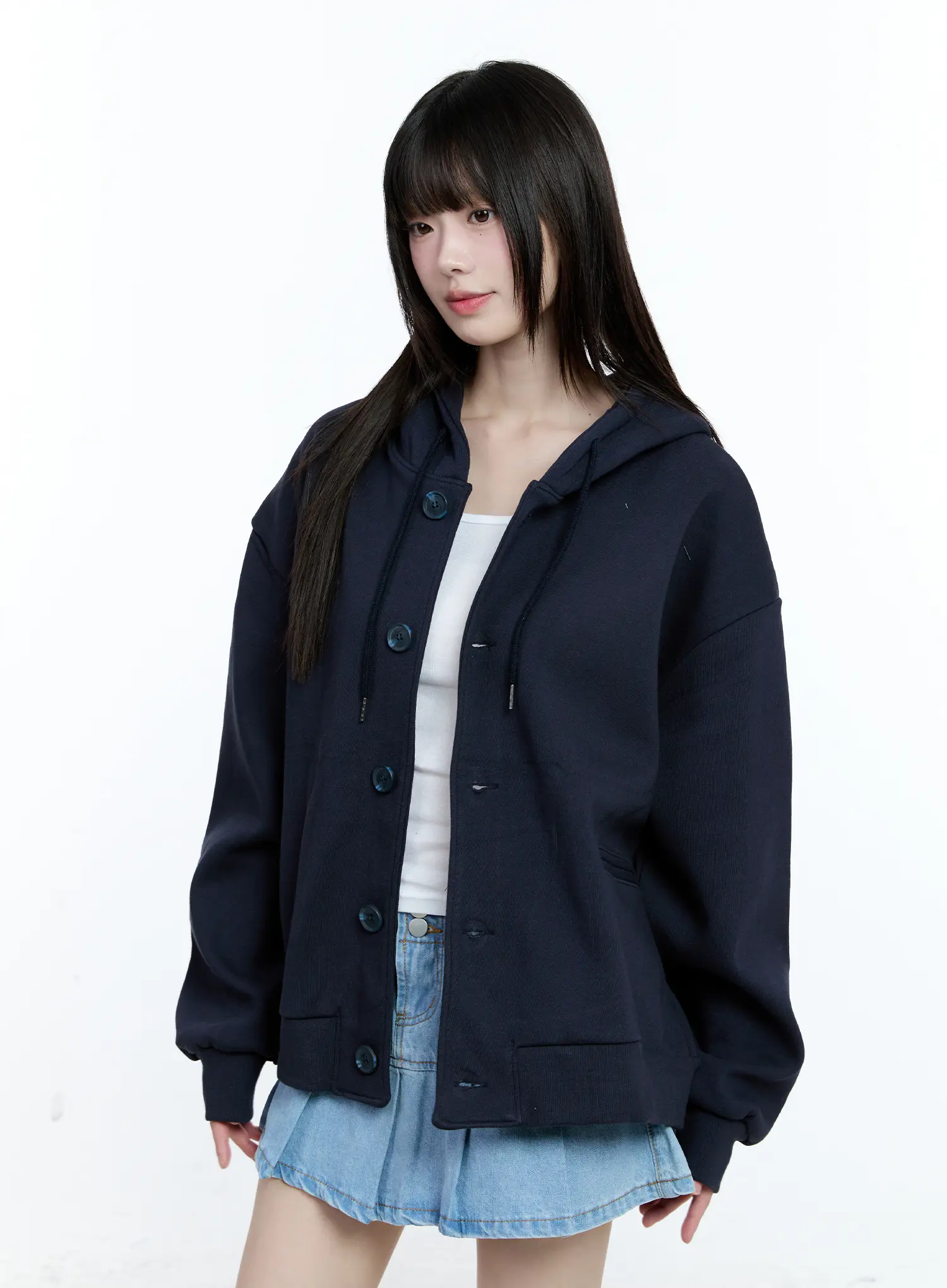 Oversized Buttoned Hoodie CG511 - Image 14