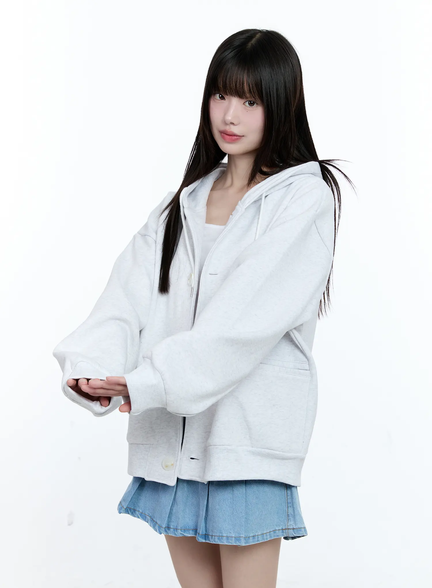 Oversized Buttoned Hoodie CG511 - Image 15