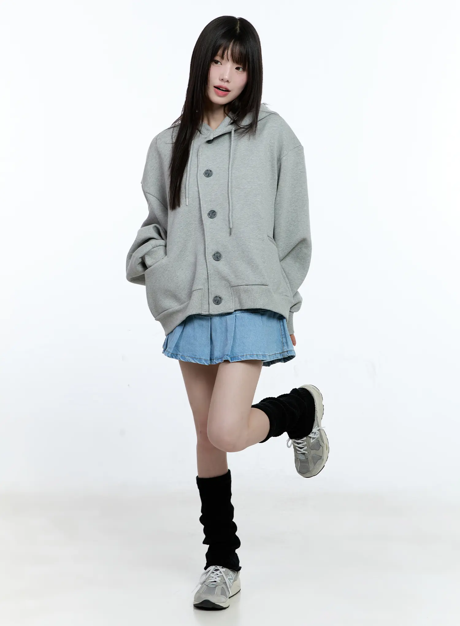 Oversized Buttoned Hoodie CG511 - Image 3