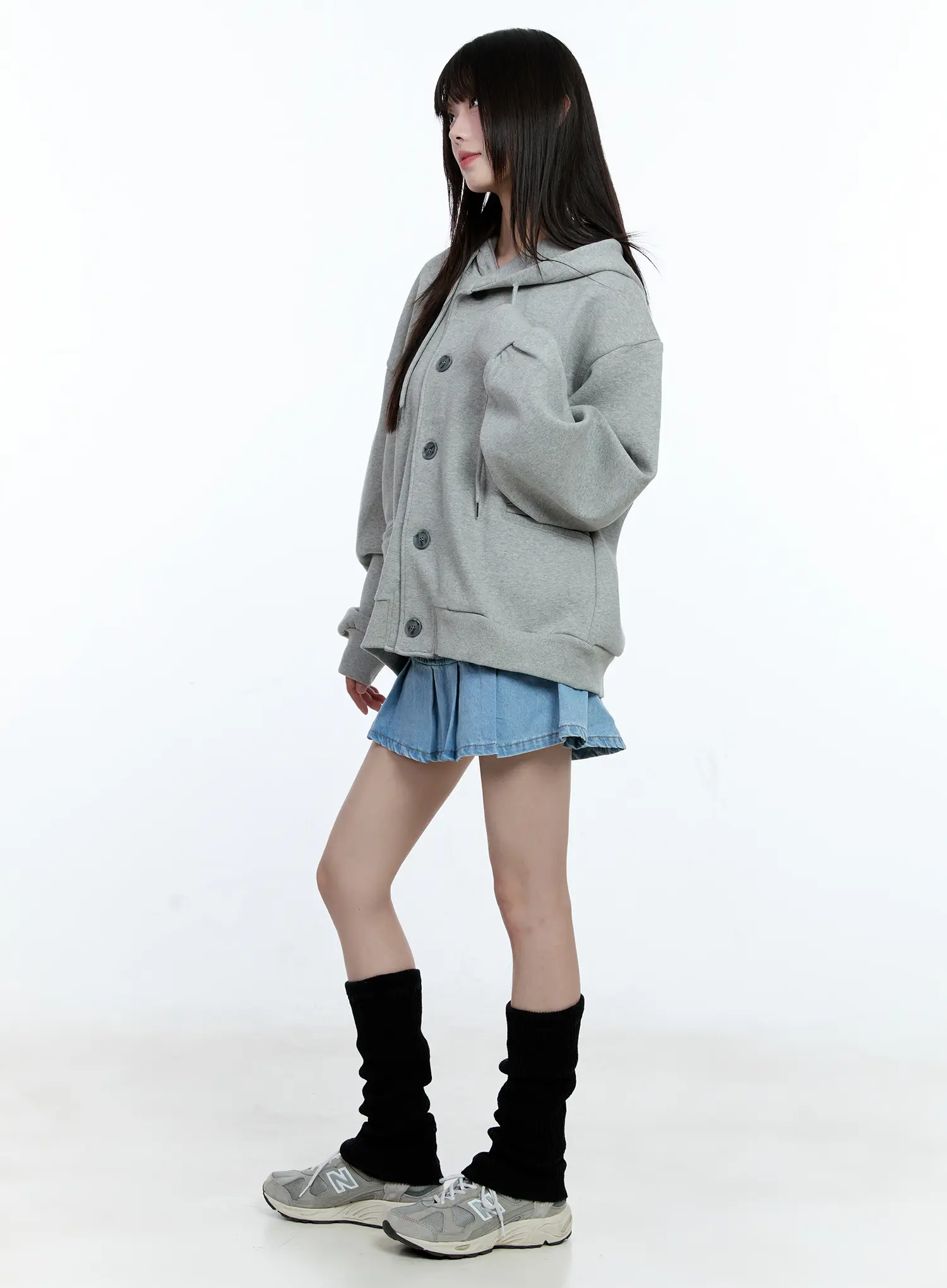 Oversized Buttoned Hoodie CG511 - Image 4