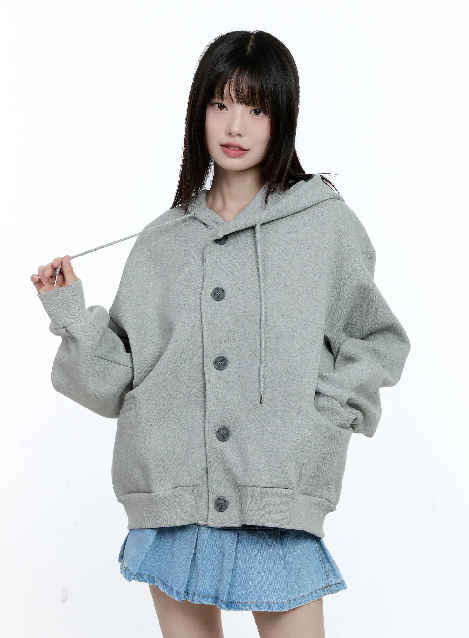 Oversized Buttoned Hoodie CG511 - Image 7