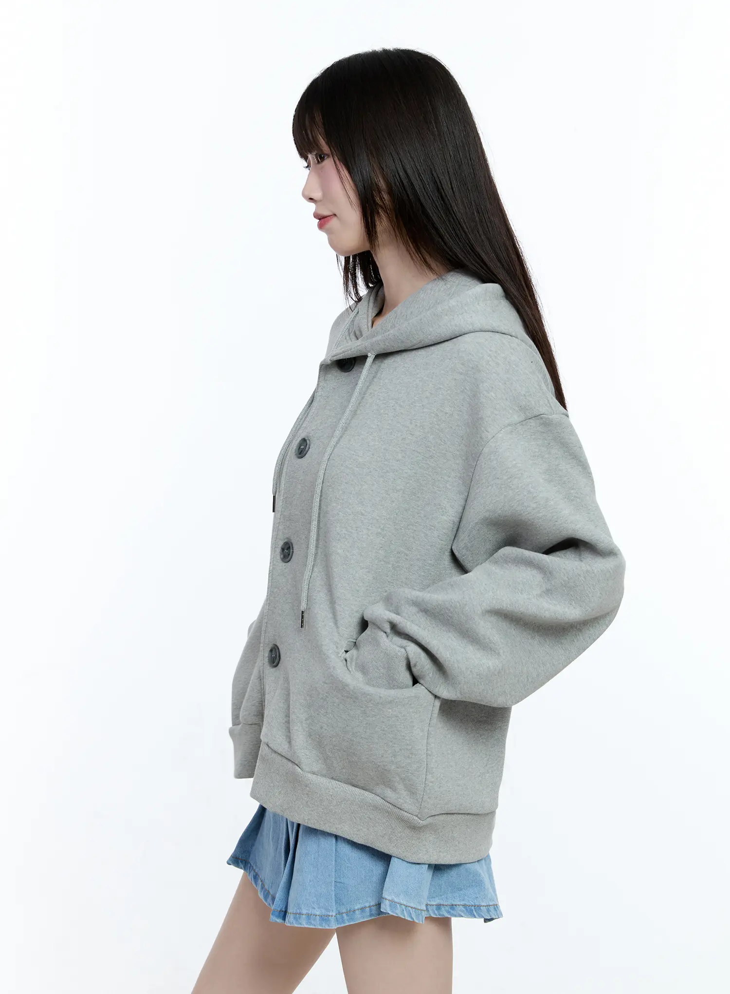 Oversized Buttoned Hoodie CG511 - Image 8