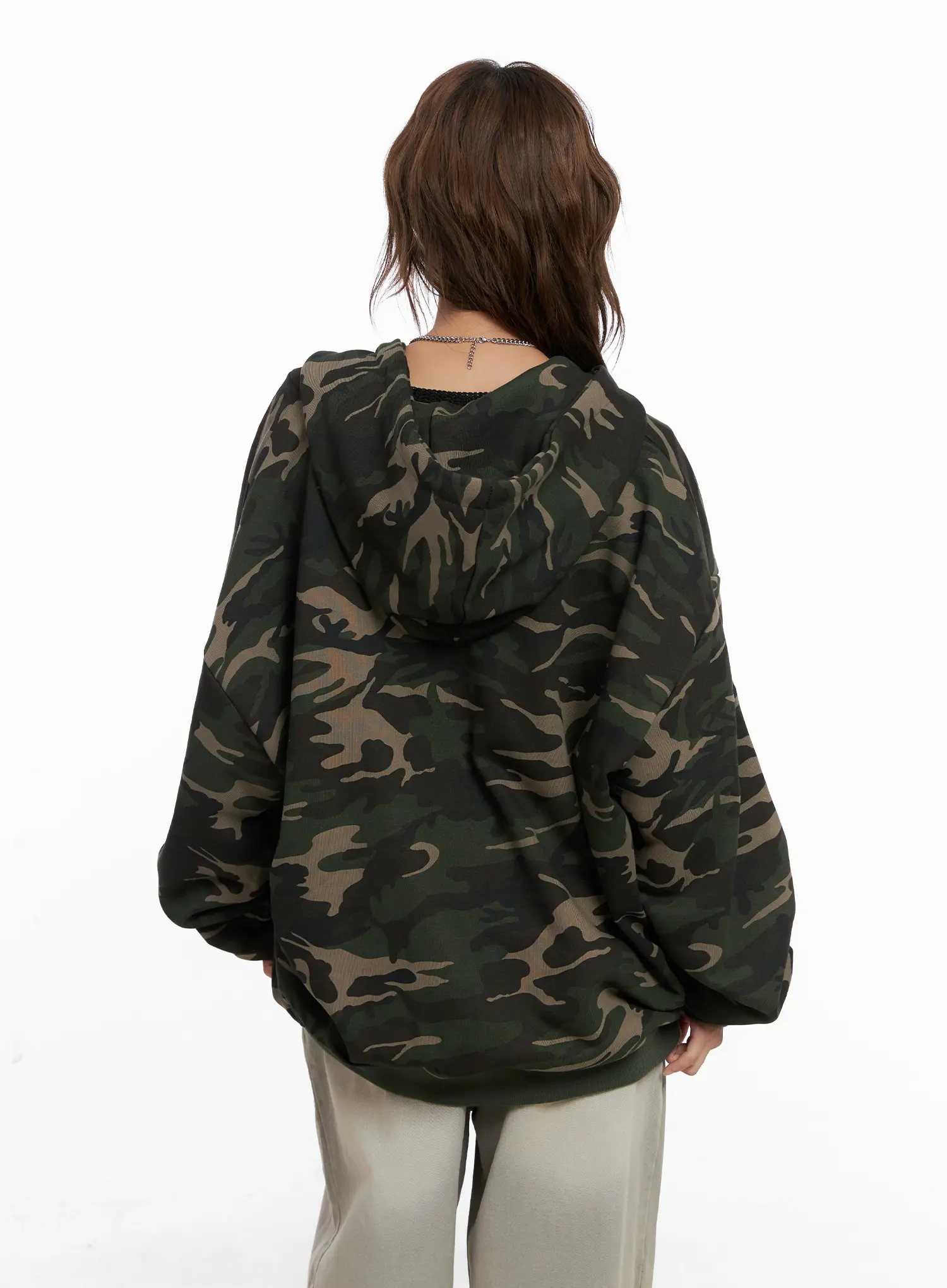 Oversized Camo Lettered Hoodie CS522 - Image 7