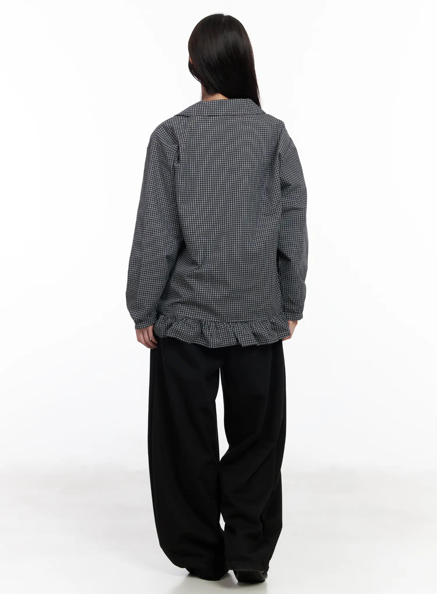 Oversized Checkered Drawstring Shirt CM531 - Image 5