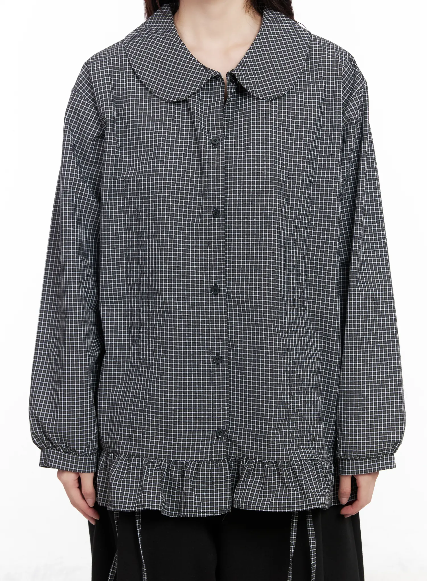 Oversized Checkered Drawstring Shirt CM531 - Image 8