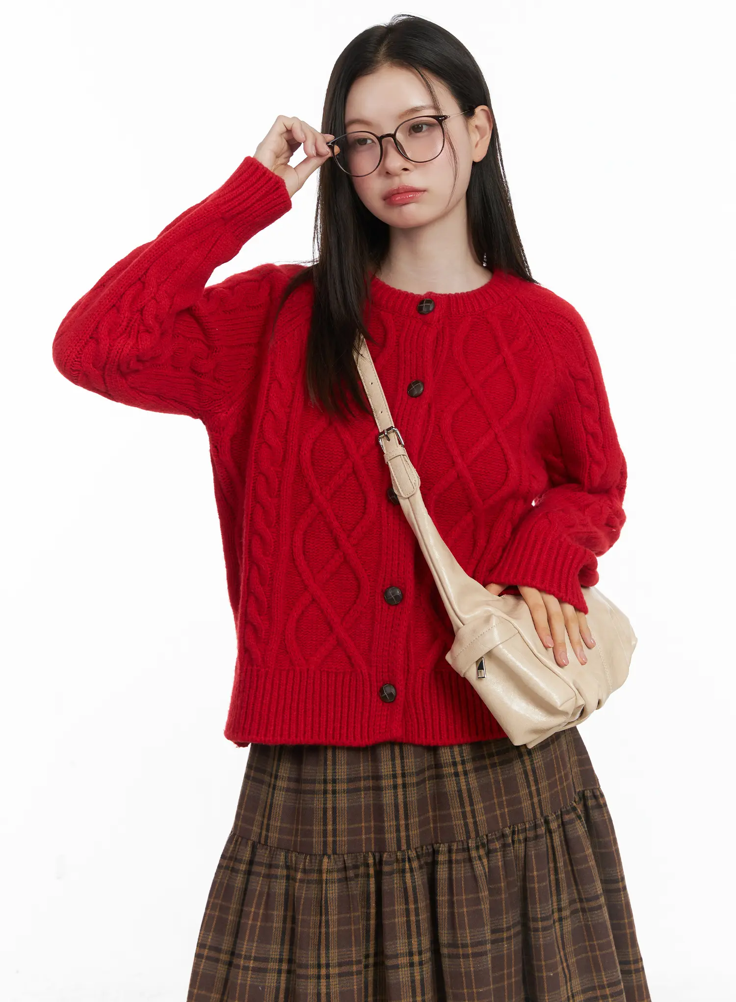 Oversized Chunky Cable Knit Cardigan CJ506