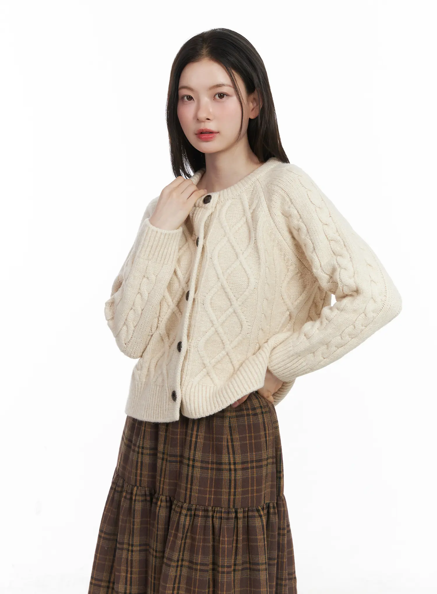 Oversized Chunky Cable Knit Cardigan CJ506 - Image 10