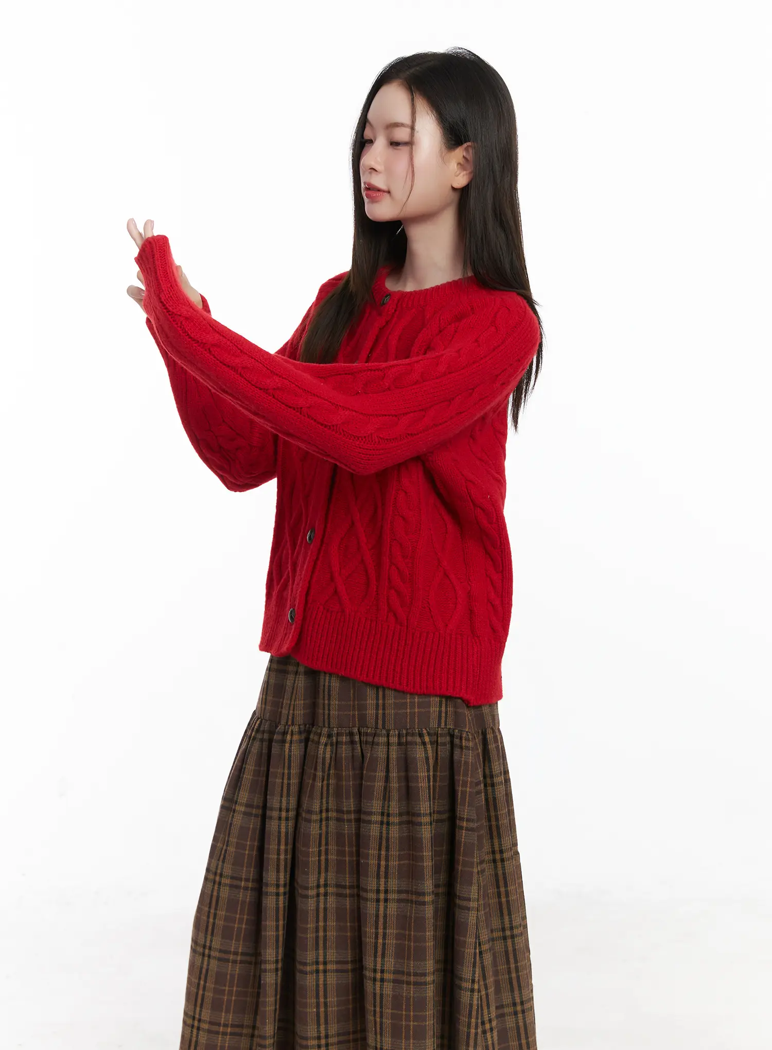 Oversized Chunky Cable Knit Cardigan CJ506 - Image 6