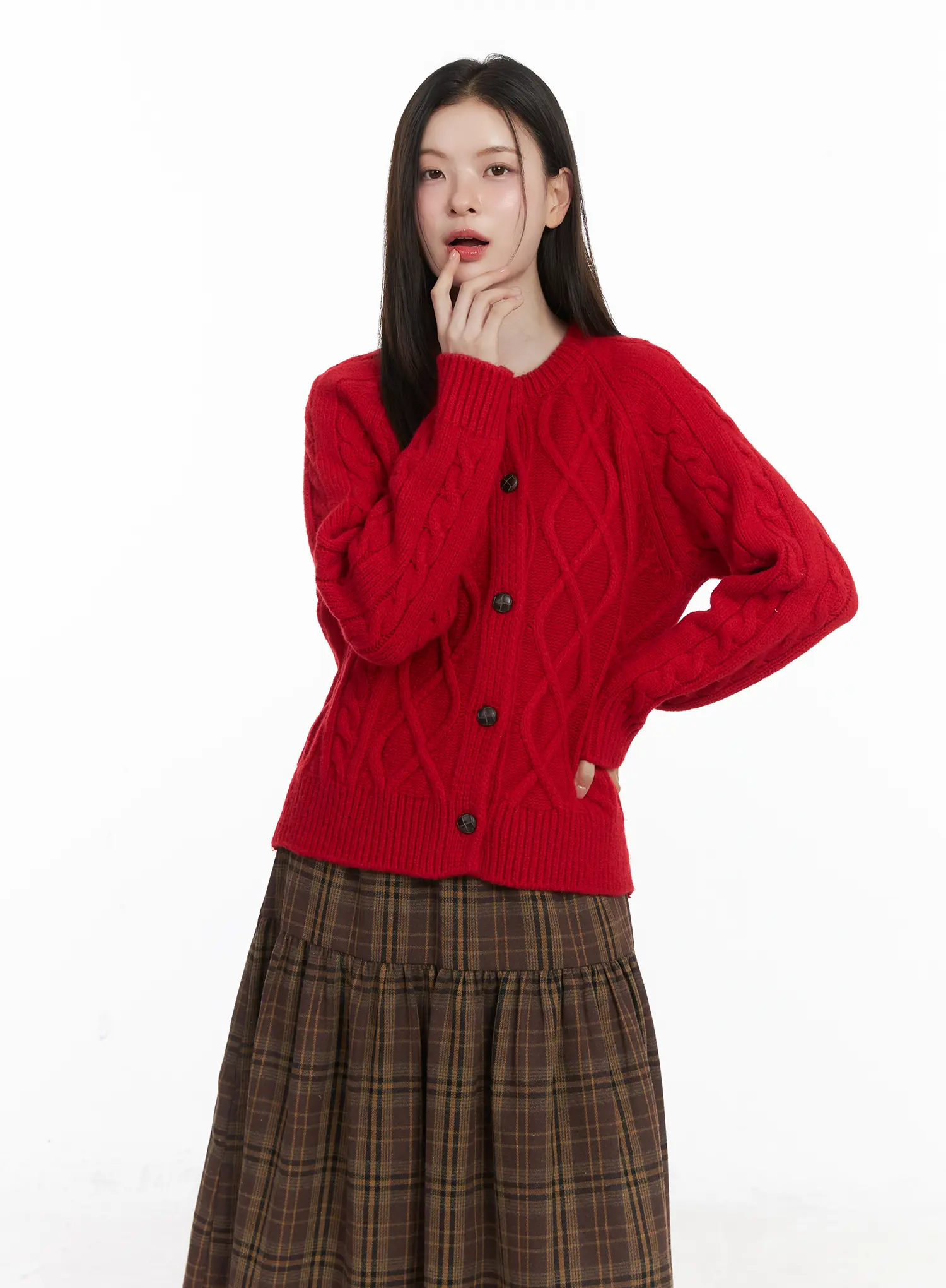 Oversized Chunky Cable Knit Cardigan CJ506 - Image 9