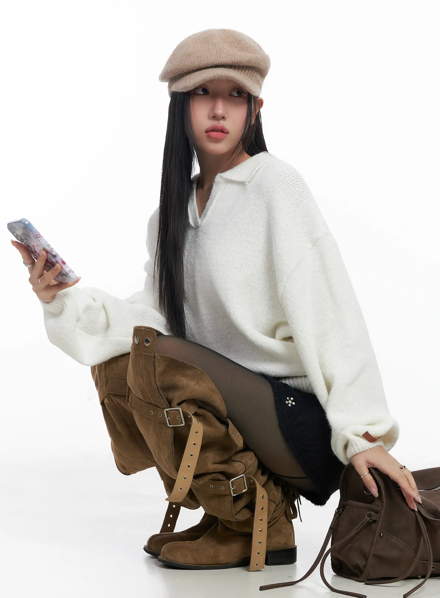 Oversized Collar Knit Sweater CJ514