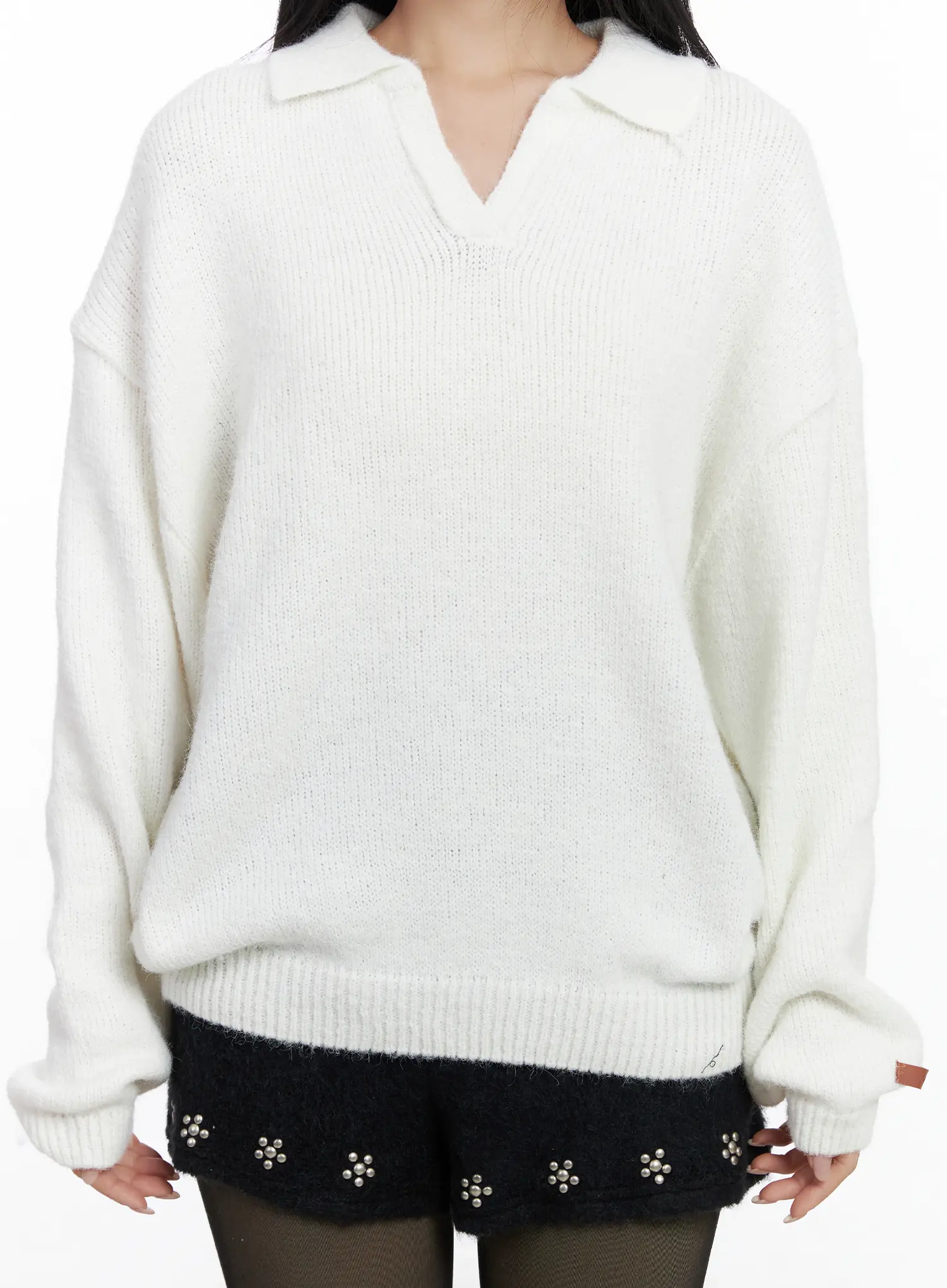 Oversized Collar Knit Sweater CJ514 - Image 5